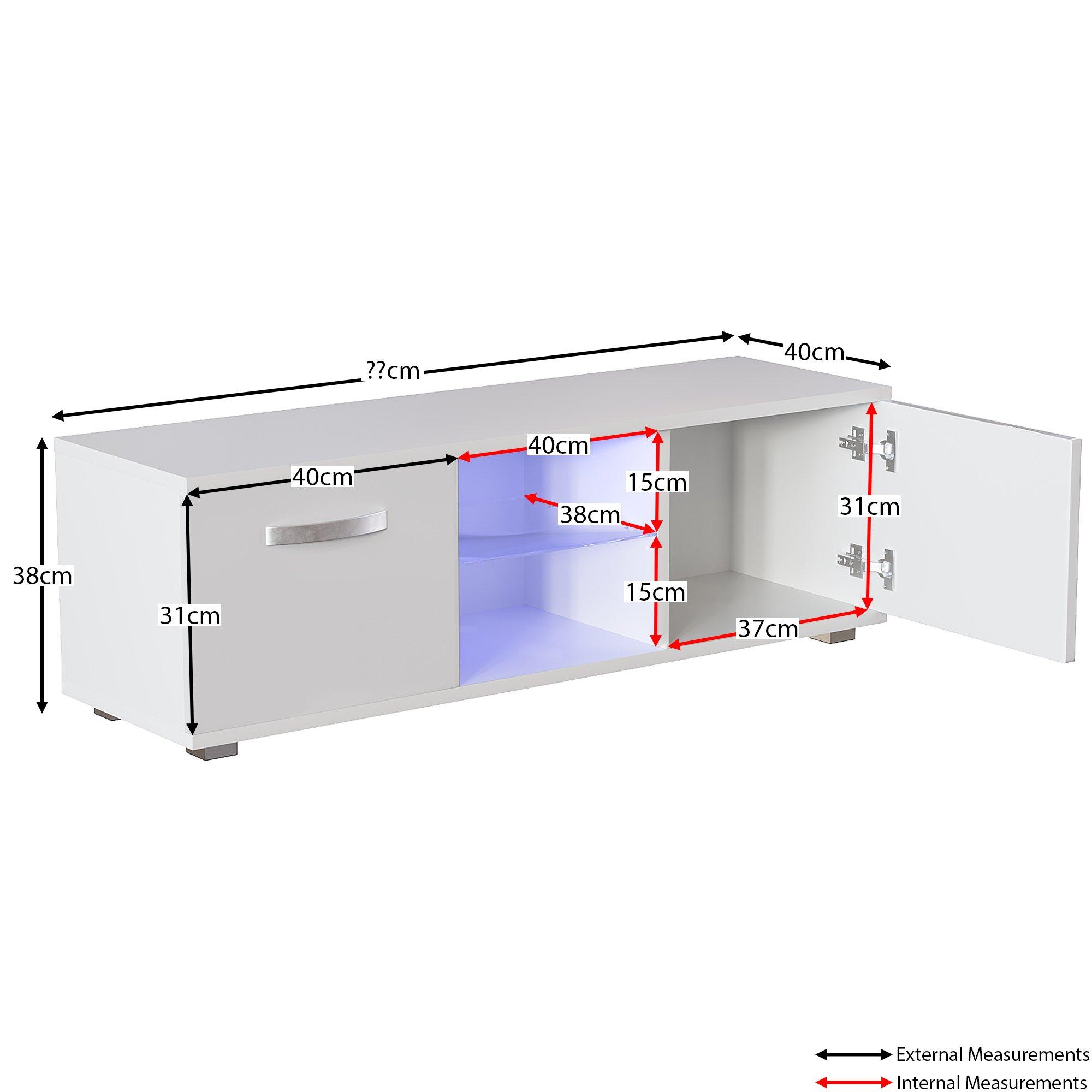 White - Lassic - Vida Designs Cosmo 2 Door LED TV Unit 120cm - 2