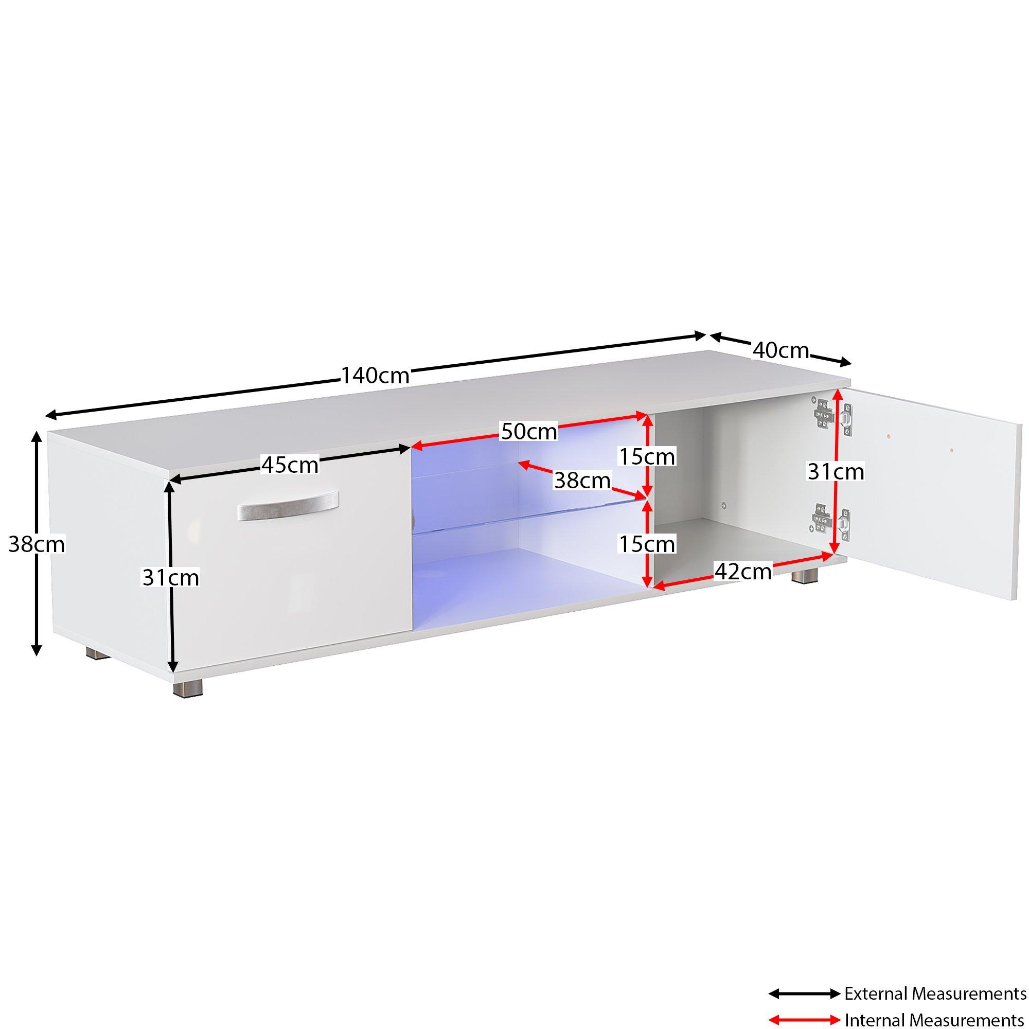 White - Lassic - Vida Designs Cosmo 2 Door Multi LED TV Unit 140cm - 2