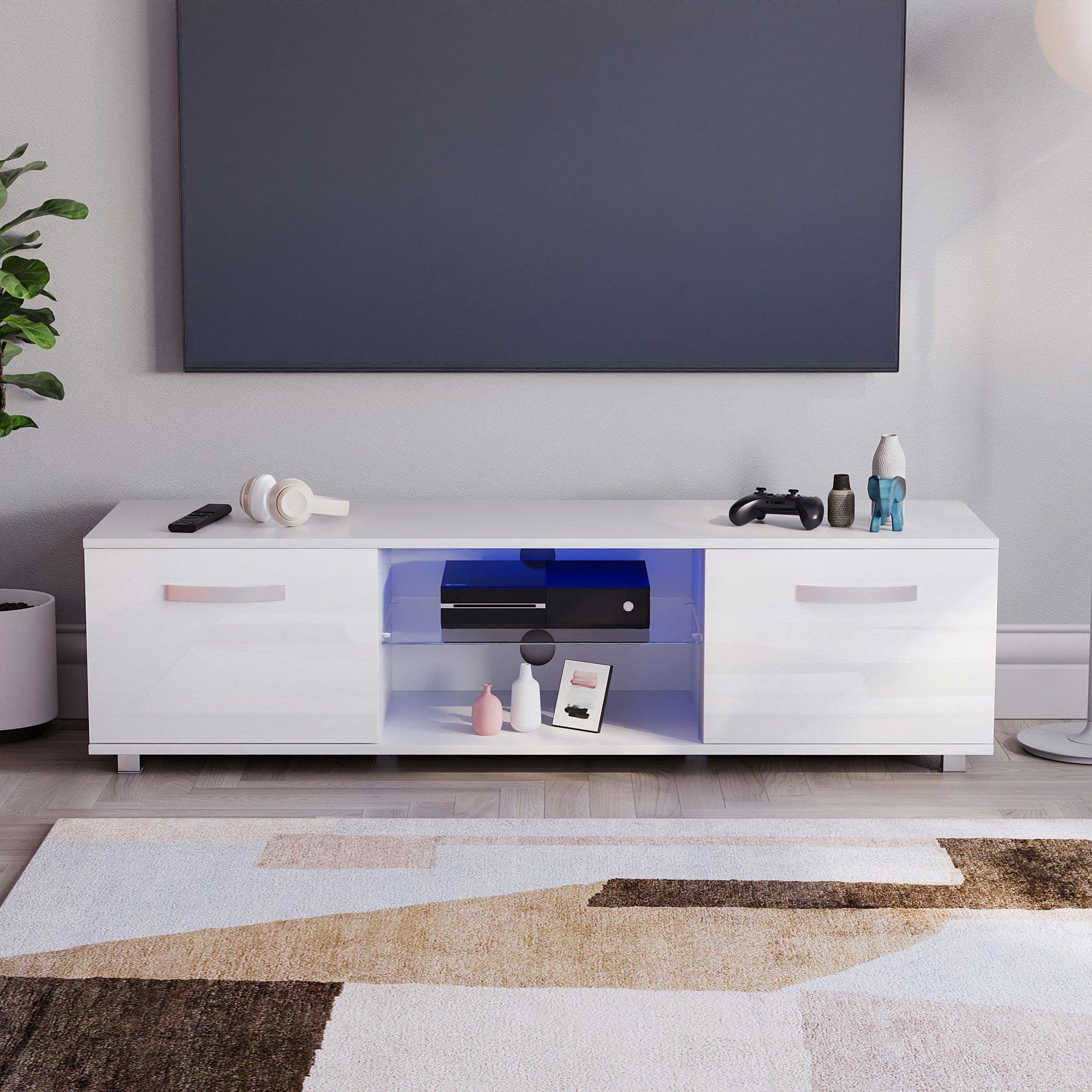 White - Lassic - Vida Designs Cosmo 2 Door Multi LED TV Unit 140cm - 3