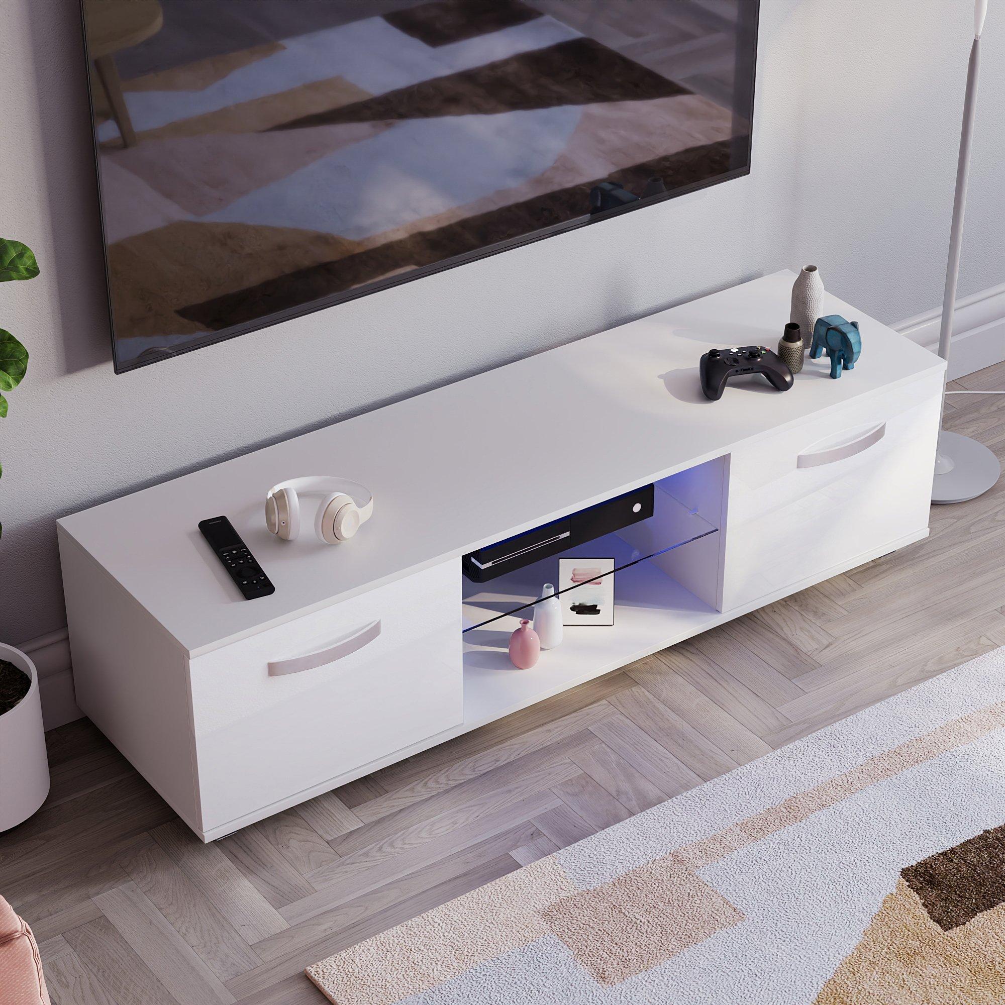 White - Lassic - Vida Designs Cosmo 2 Door Multi LED TV Unit 140cm - 6