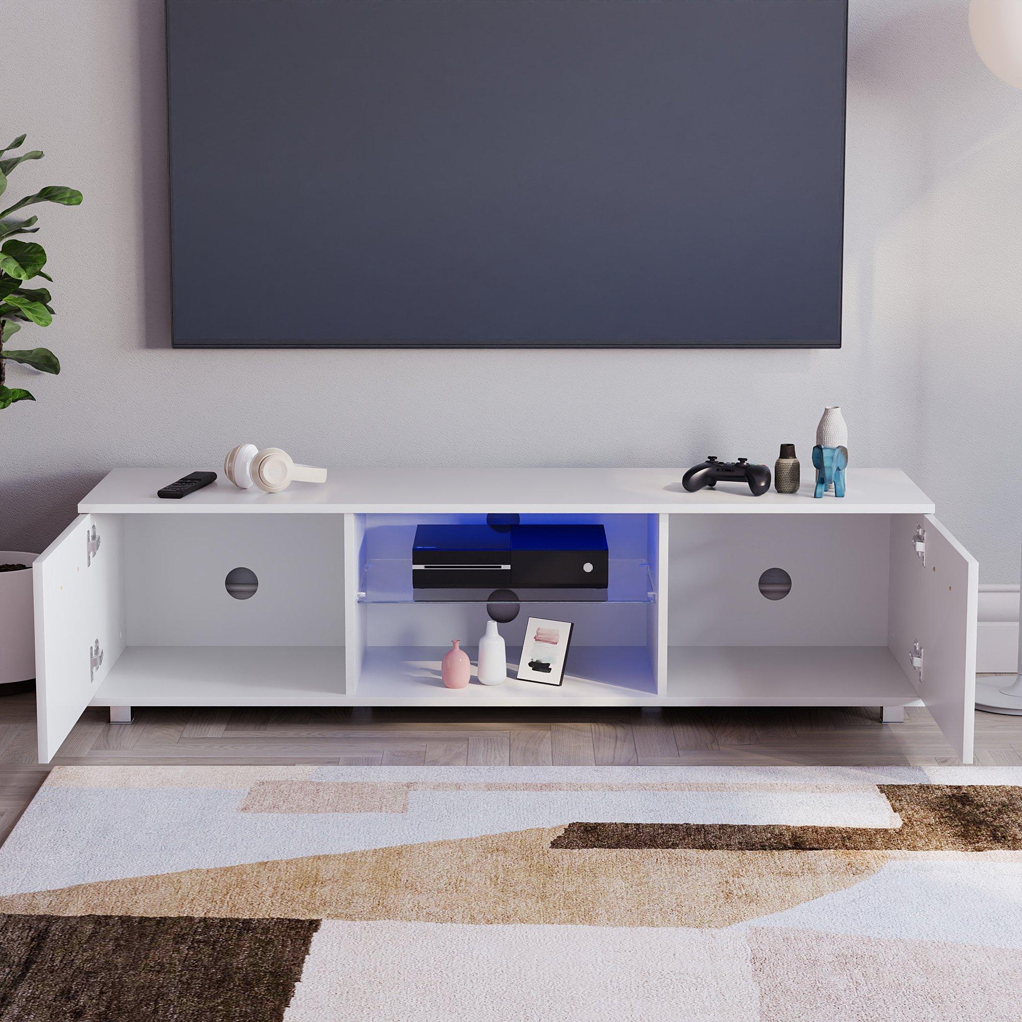 White - Lassic - Vida Designs Cosmo 2 Door Multi LED TV Unit 140cm - 7