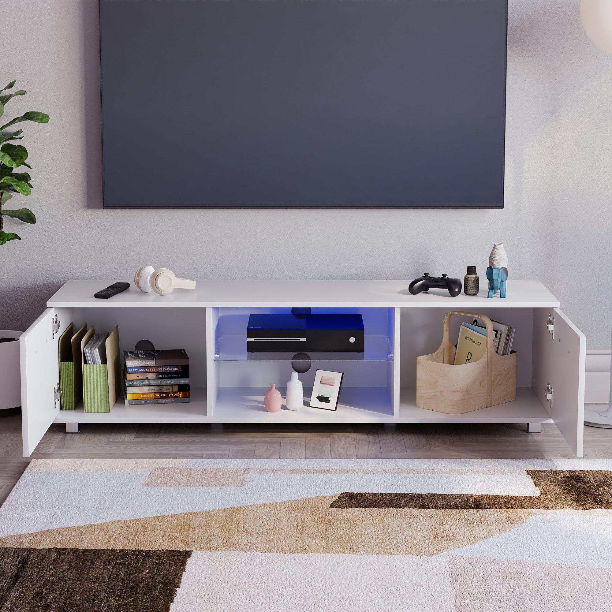 White - Lassic - Vida Designs Cosmo 2 Door Multi LED TV Unit 140cm - 8
