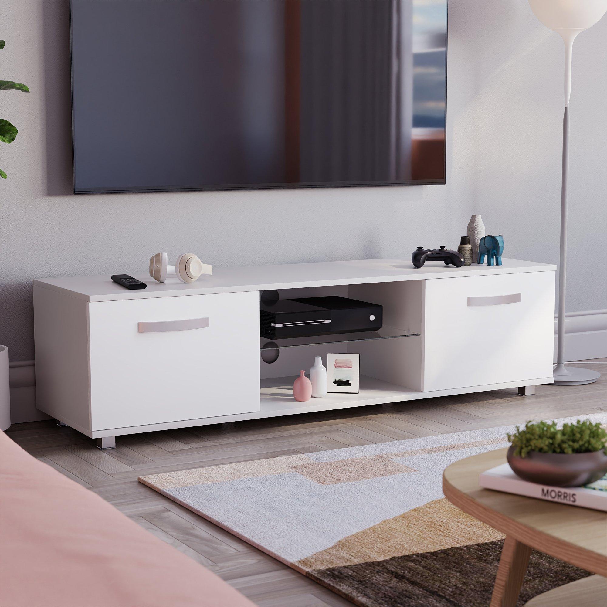 White - Lassic - Vida Designs Cosmo 2 Door Multi LED TV Unit 140cm - 9