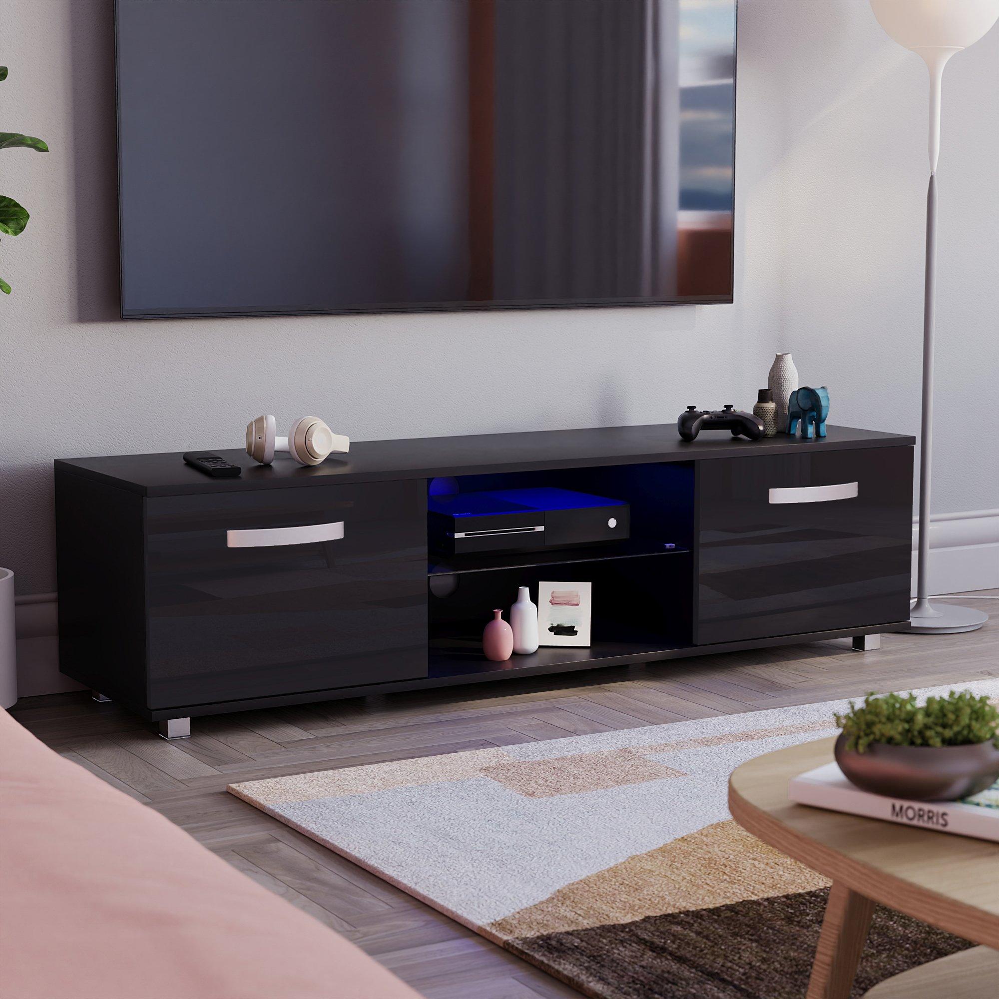 Black - Lassic - Vida Designs Cosmo 2 Door Multi LED TV Unit 140cm - 1