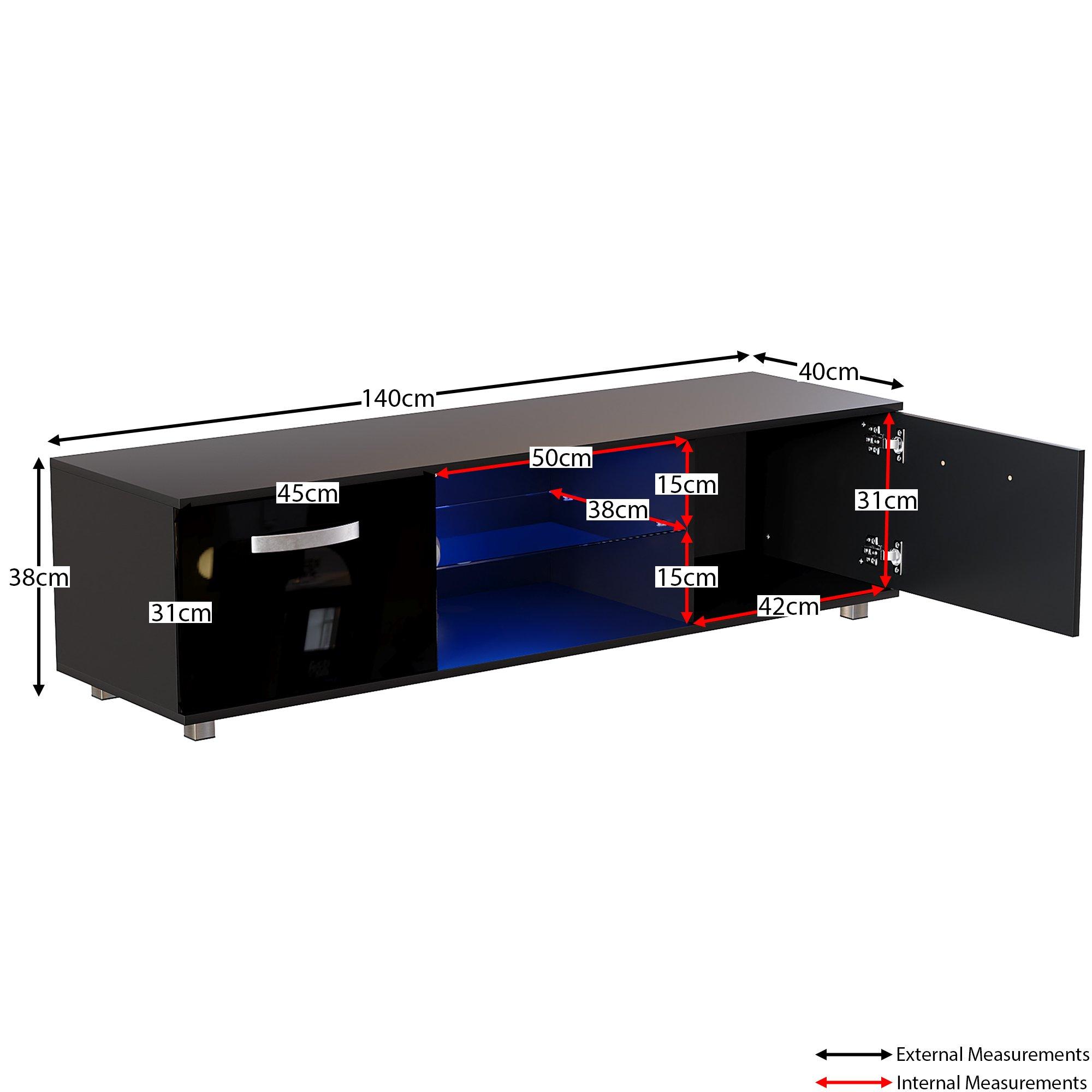 Black - Lassic - Vida Designs Cosmo 2 Door Multi LED TV Unit 140cm - 2