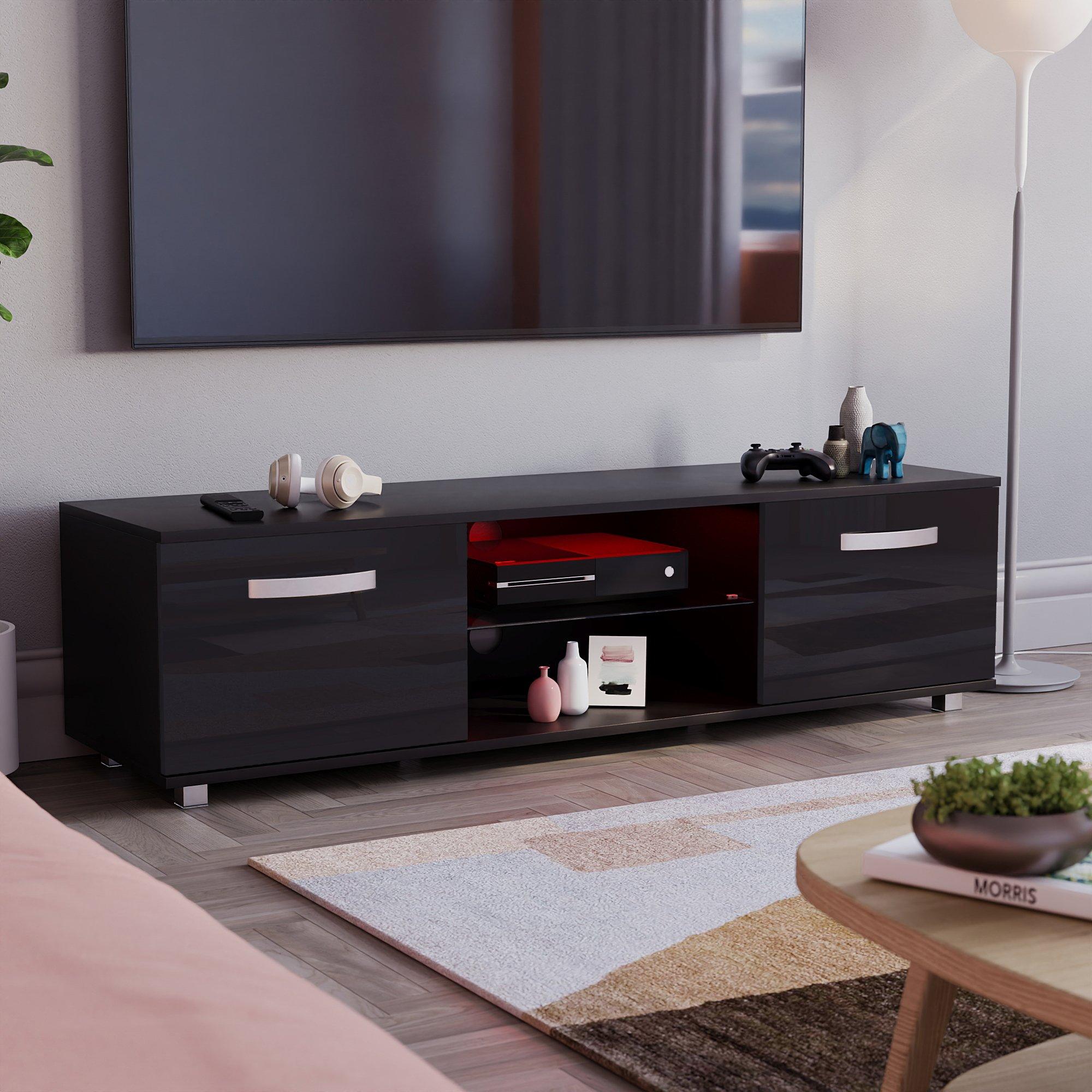 Black - Lassic - Vida Designs Cosmo 2 Door Multi LED TV Unit 140cm - 11