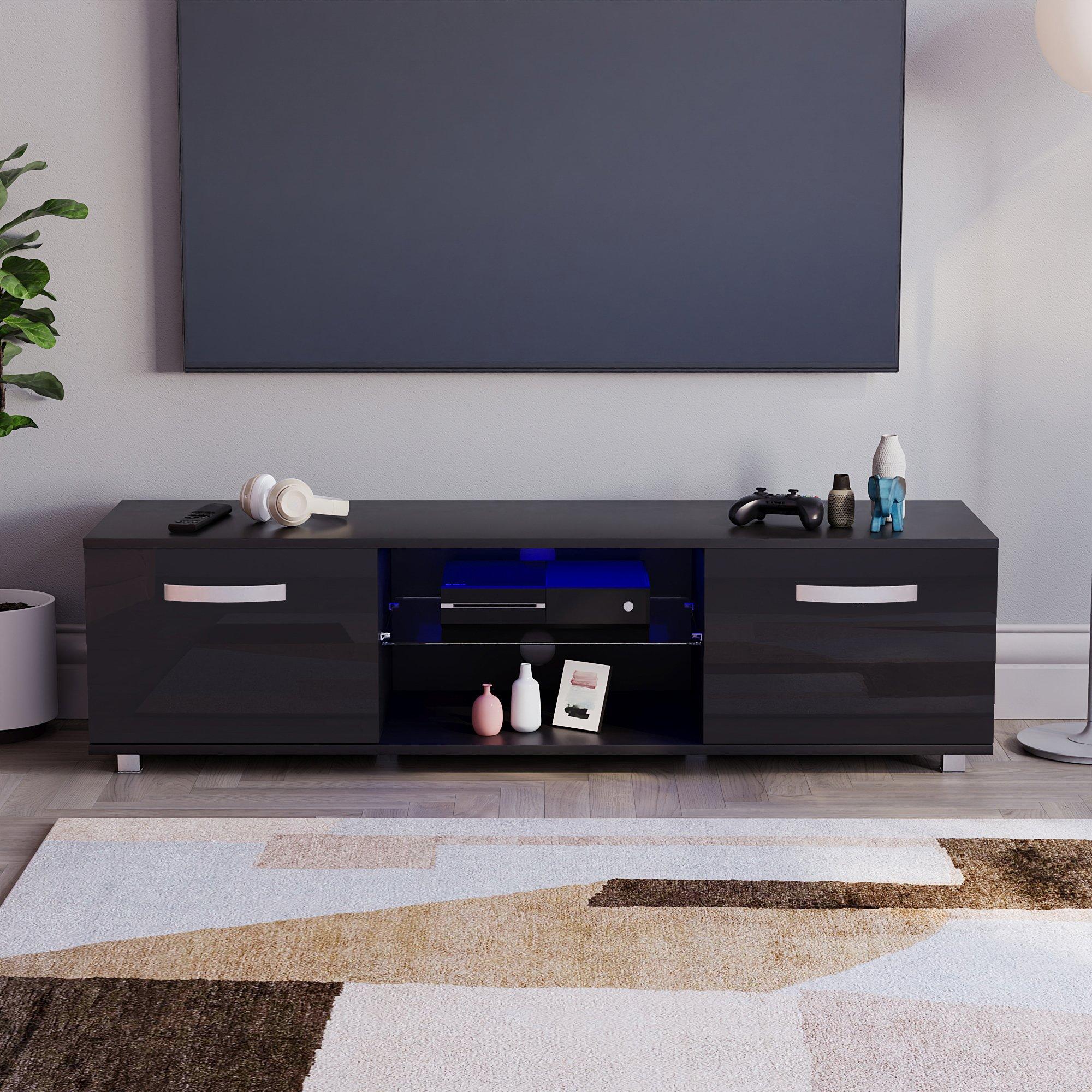 Black - Lassic - Vida Designs Cosmo 2 Door Multi LED TV Unit 140cm - 3