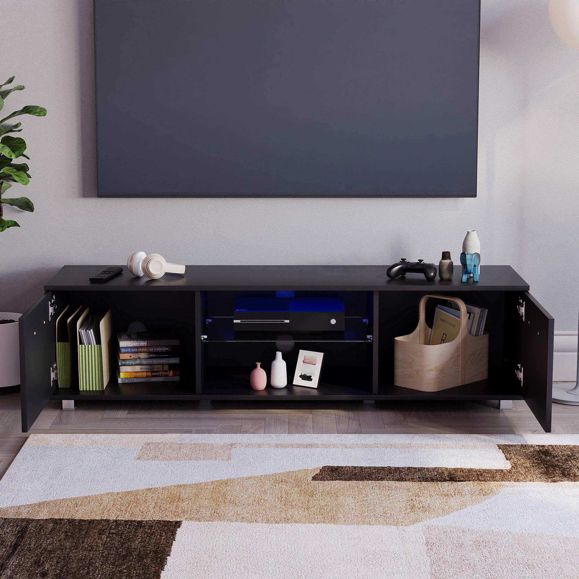 Black - Lassic - Vida Designs Cosmo 2 Door Multi LED TV Unit 140cm - 8