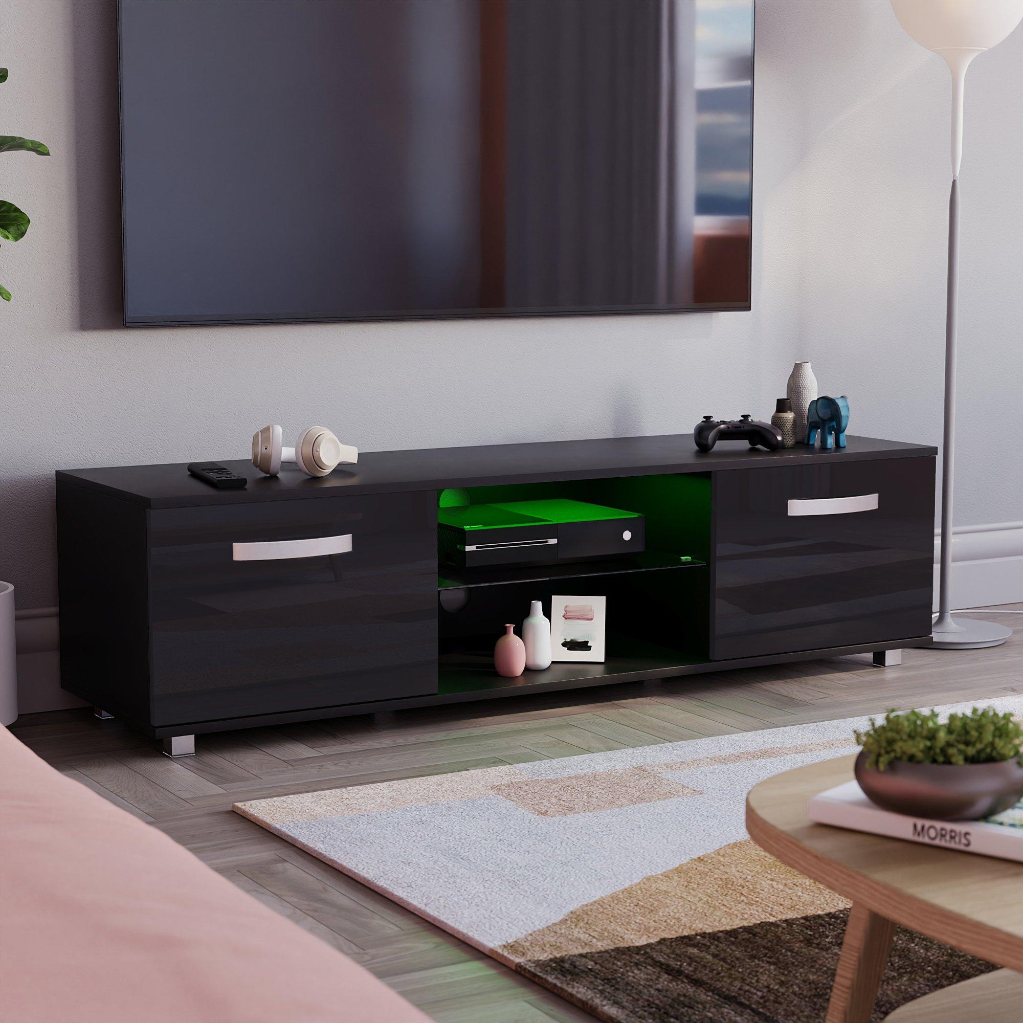 Black - Lassic - Vida Designs Cosmo 2 Door Multi LED TV Unit 140cm - 10