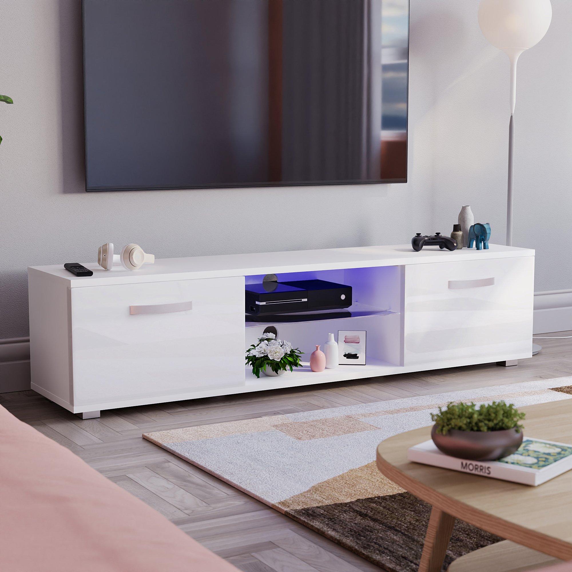 White - Lassic - Vida Designs Cosmo 2 Door Multi LED TV Unit 160cm - 1
