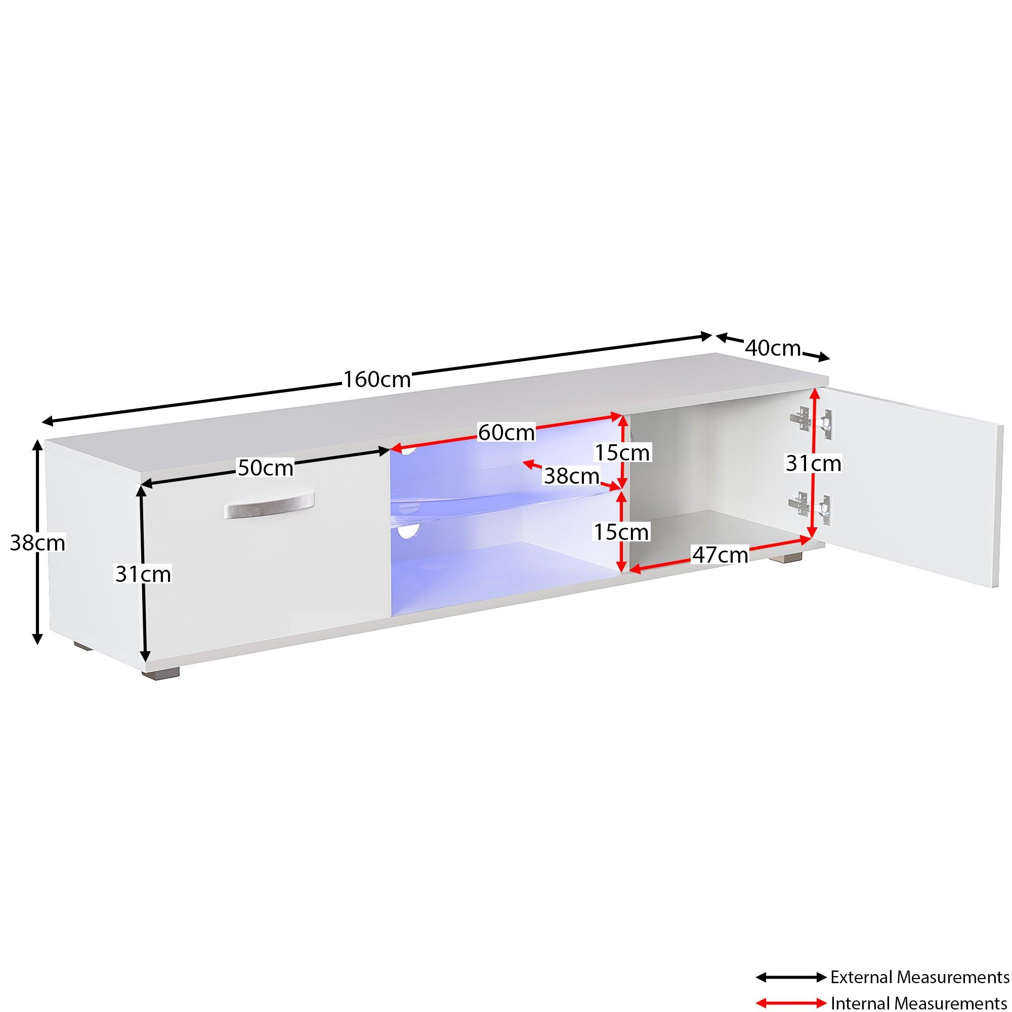 White - Lassic - Vida Designs Cosmo 2 Door Multi LED TV Unit 160cm - 2