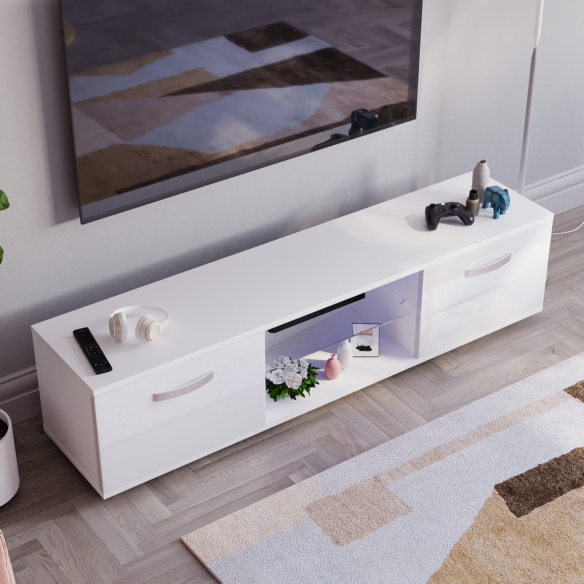 White - Lassic - Vida Designs Cosmo 2 Door Multi LED TV Unit 160cm - 11