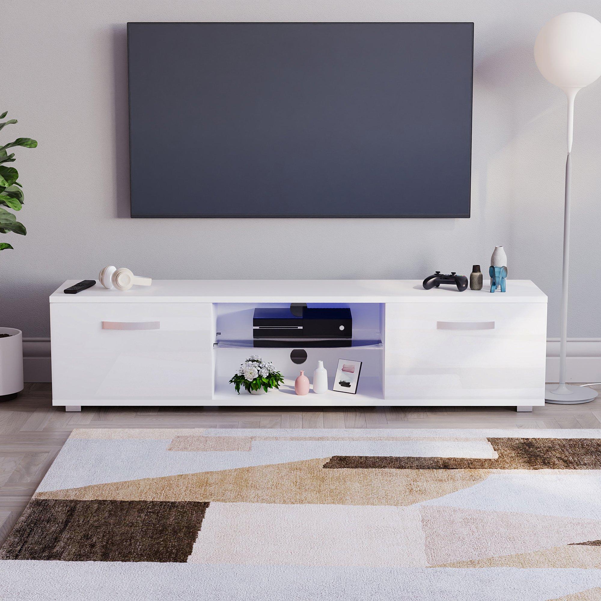 White - Lassic - Vida Designs Cosmo 2 Door Multi LED TV Unit 160cm - 3