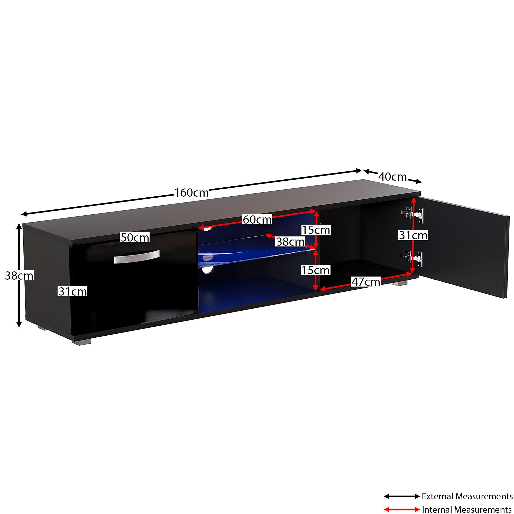 Black - Lassic - Vida Designs Cosmo 2 Door Multi LED TV Unit 160cm - 2