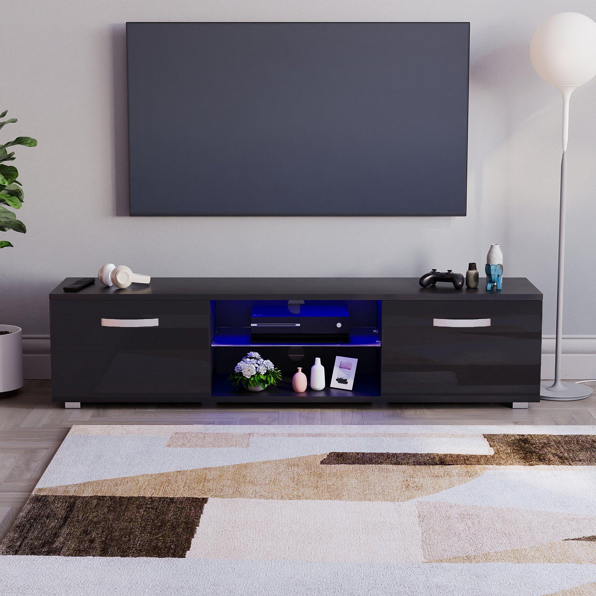 Black - Lassic - Vida Designs Cosmo 2 Door Multi LED TV Unit 160cm - 3