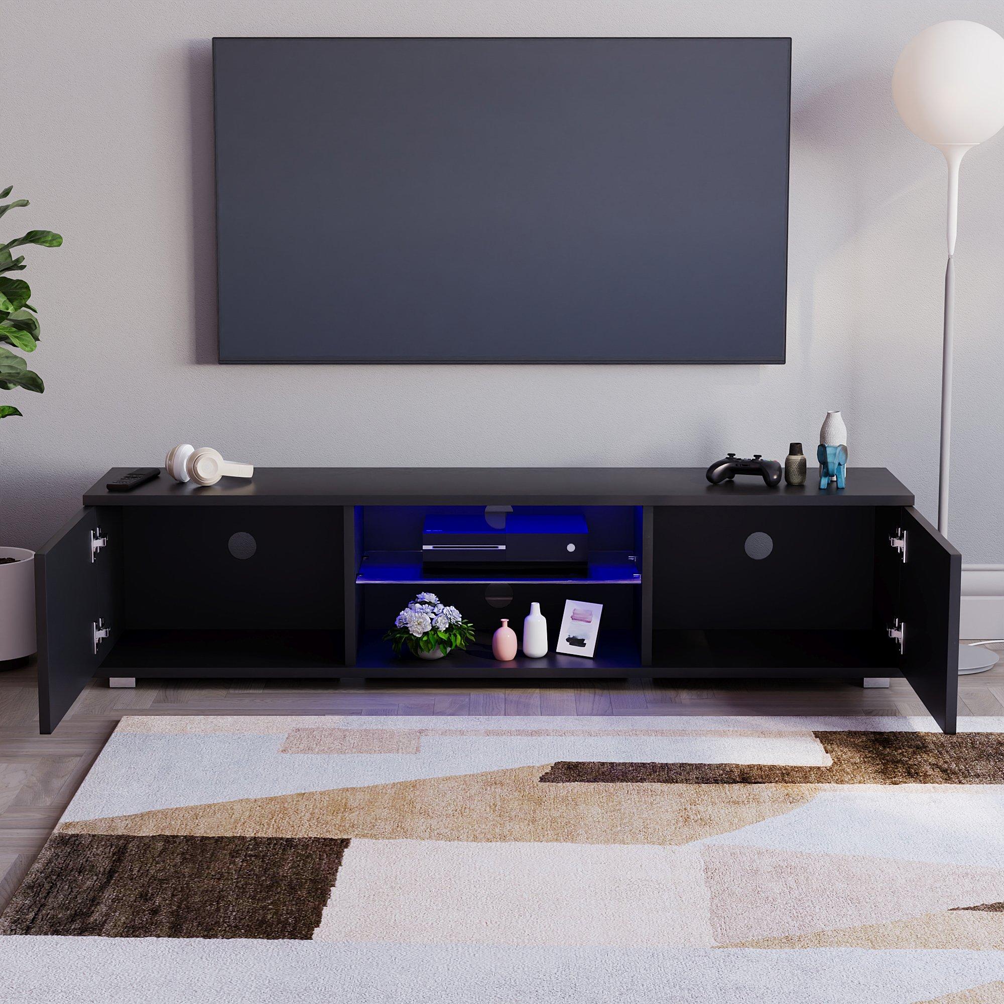 Black - Lassic - Vida Designs Cosmo 2 Door Multi LED TV Unit 160cm - 4
