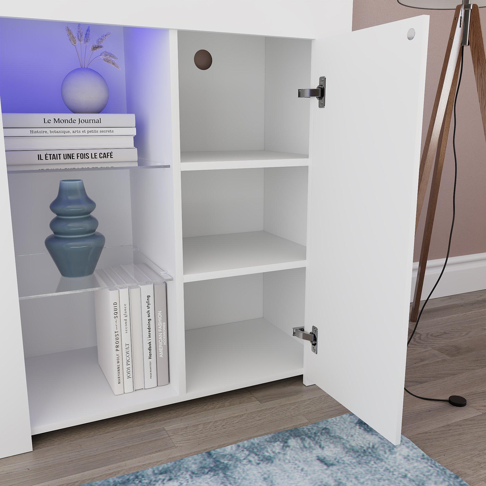 White - Lassic - Vida Designs Azura 1 Door Multi LED Sideboard - 4