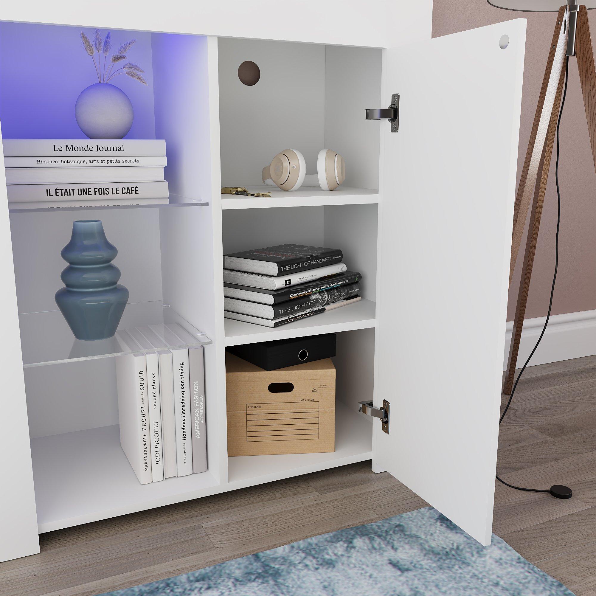 White - Lassic - Vida Designs Azura 1 Door Multi LED Sideboard - 5