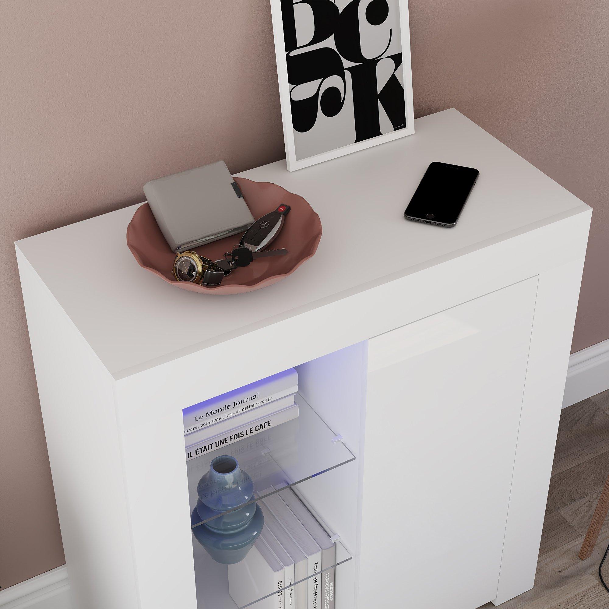 White - Lassic - Vida Designs Azura 1 Door Multi LED Sideboard - 6