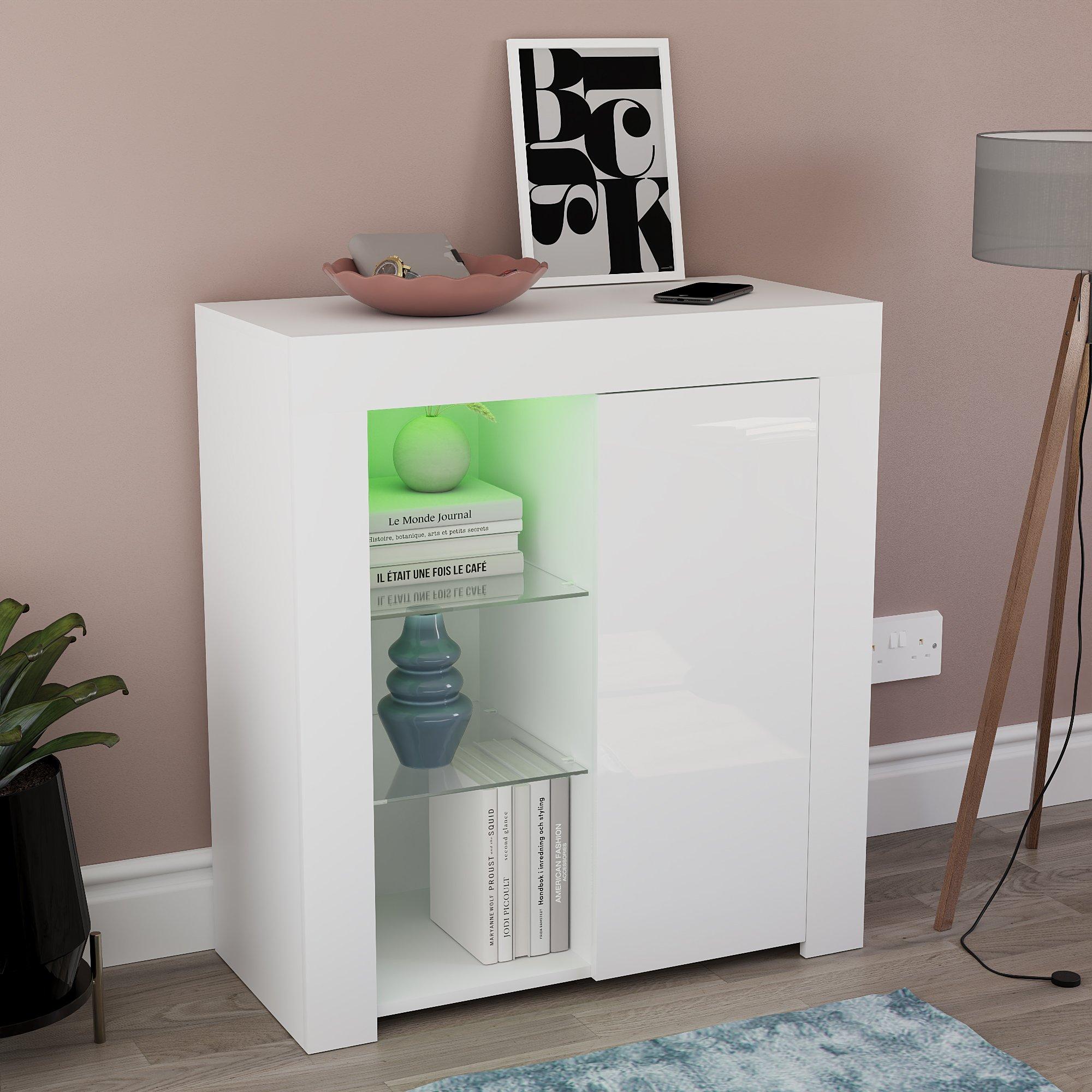 White - Lassic - Vida Designs Azura 1 Door Multi LED Sideboard - 7