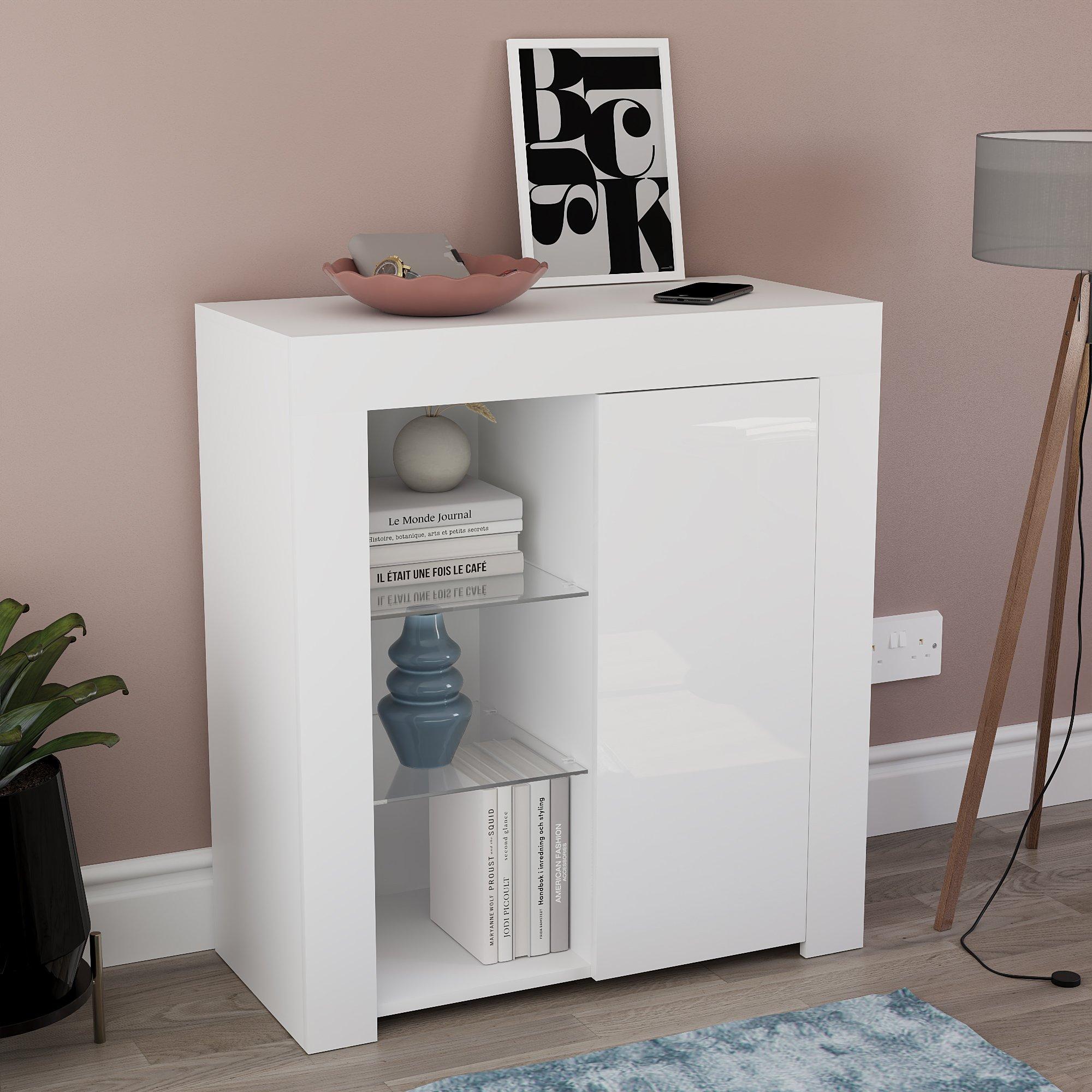 White - Lassic - Vida Designs Azura 1 Door Multi LED Sideboard - 9