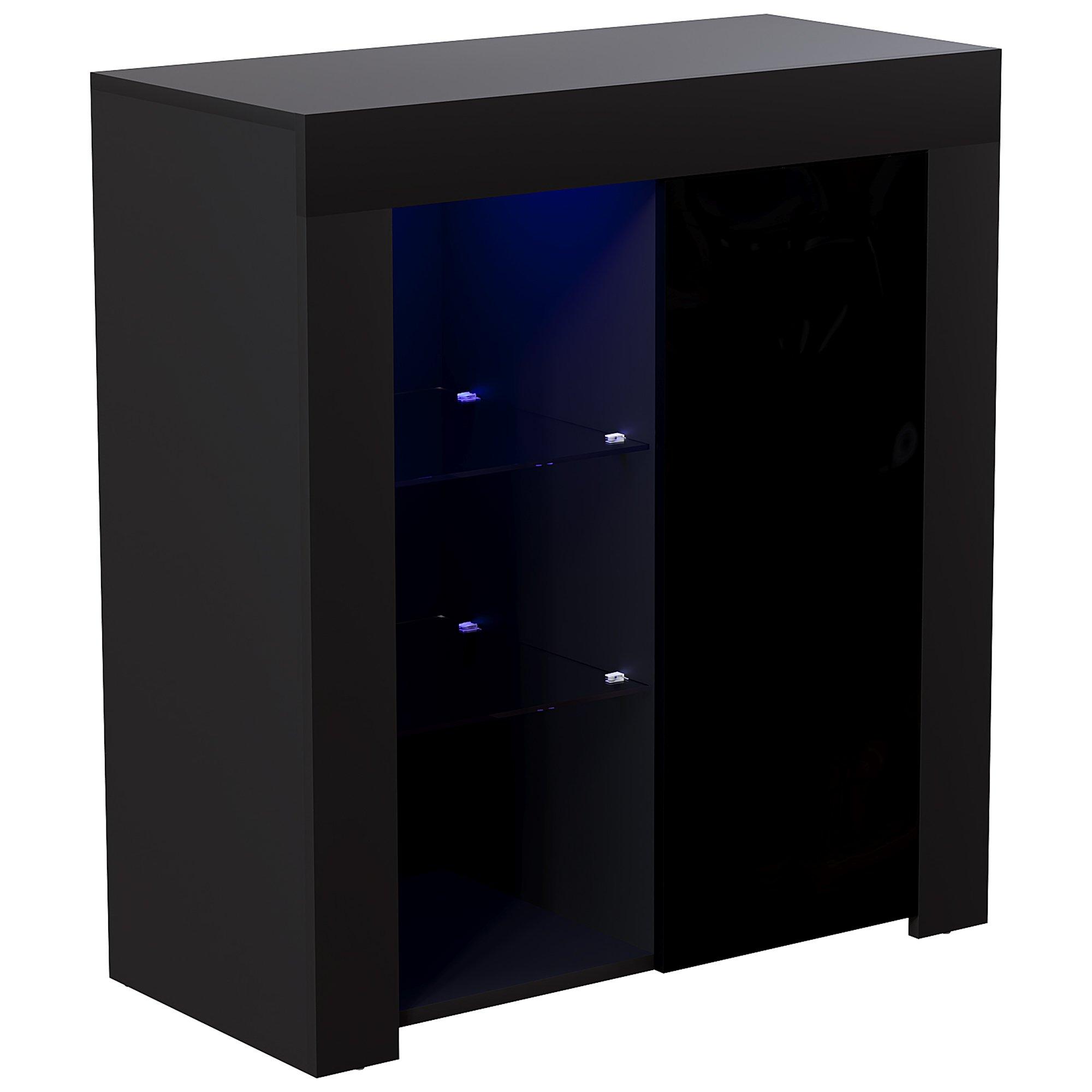 Black - Lassic - Vida Designs Azura 1 Door Multi LED Sideboard - 11