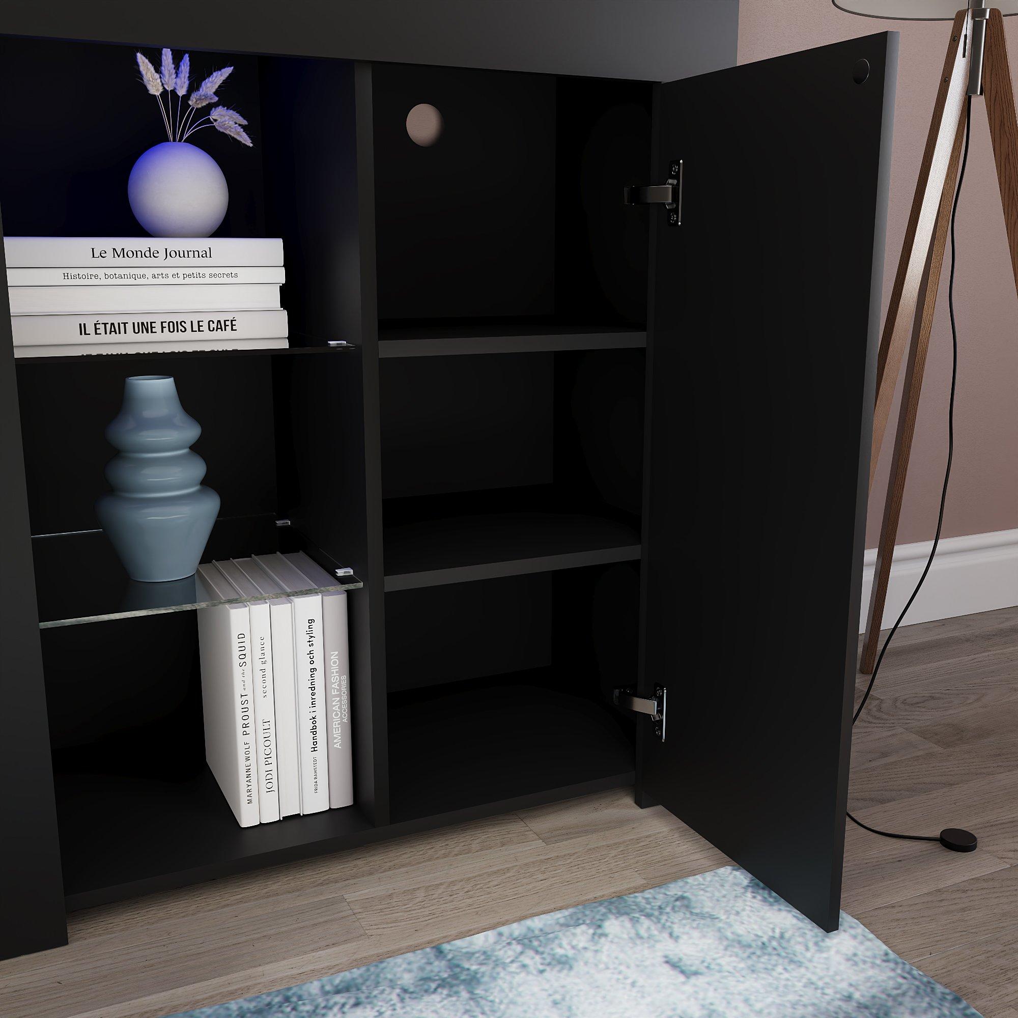 Black - Lassic - Vida Designs Azura 1 Door Multi LED Sideboard - 4