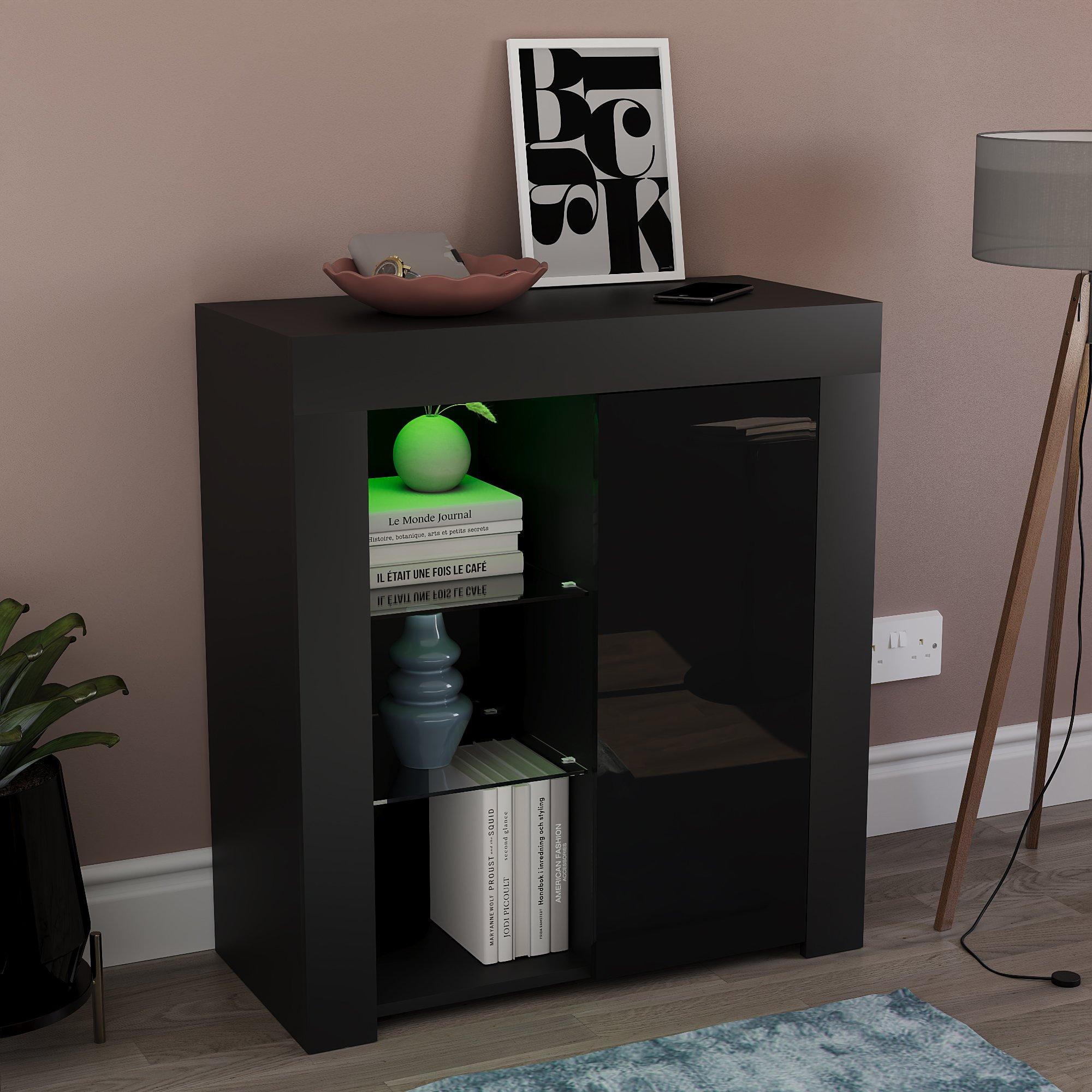 Black - Lassic - Vida Designs Azura 1 Door Multi LED Sideboard - 7