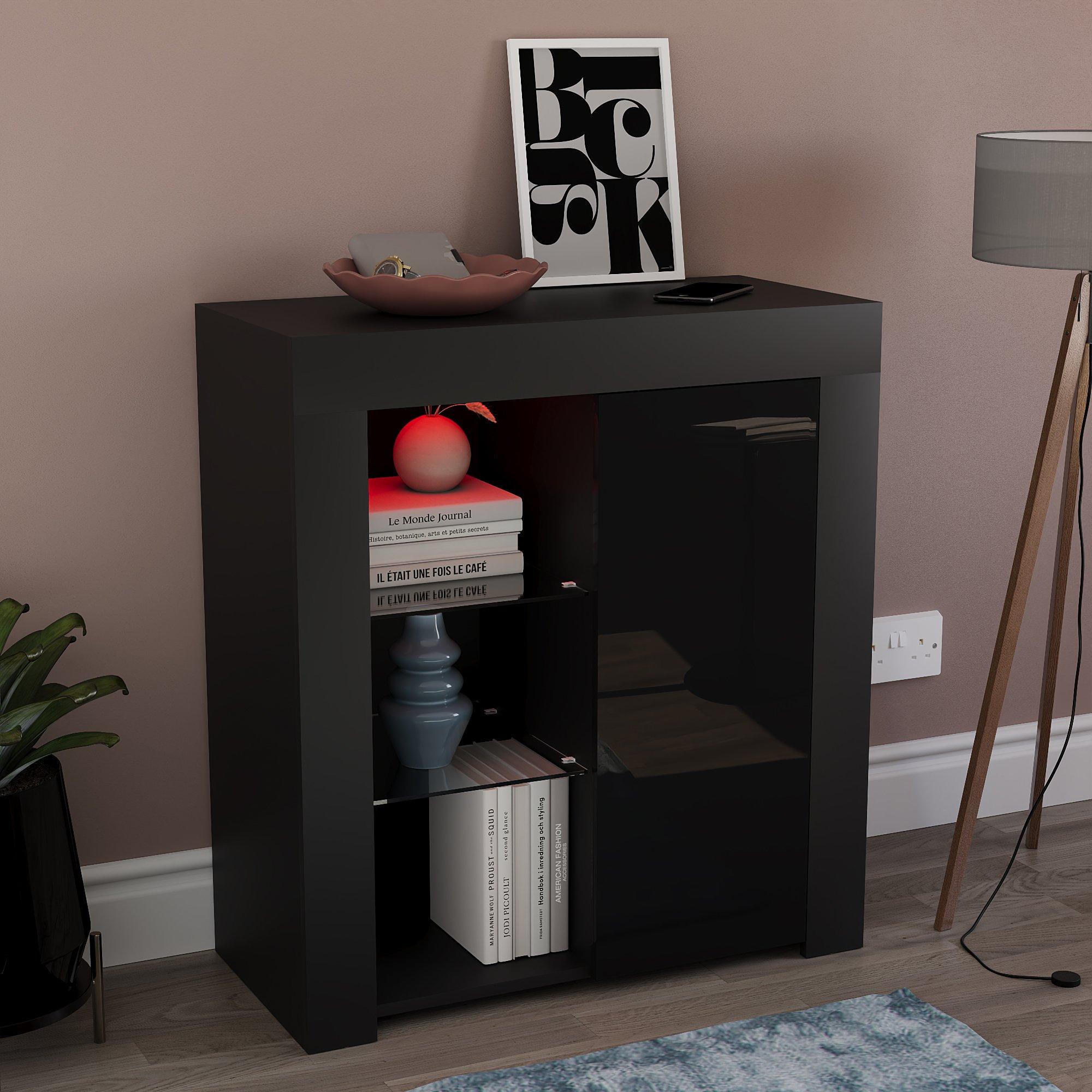 Black - Lassic - Vida Designs Azura 1 Door Multi LED Sideboard - 8