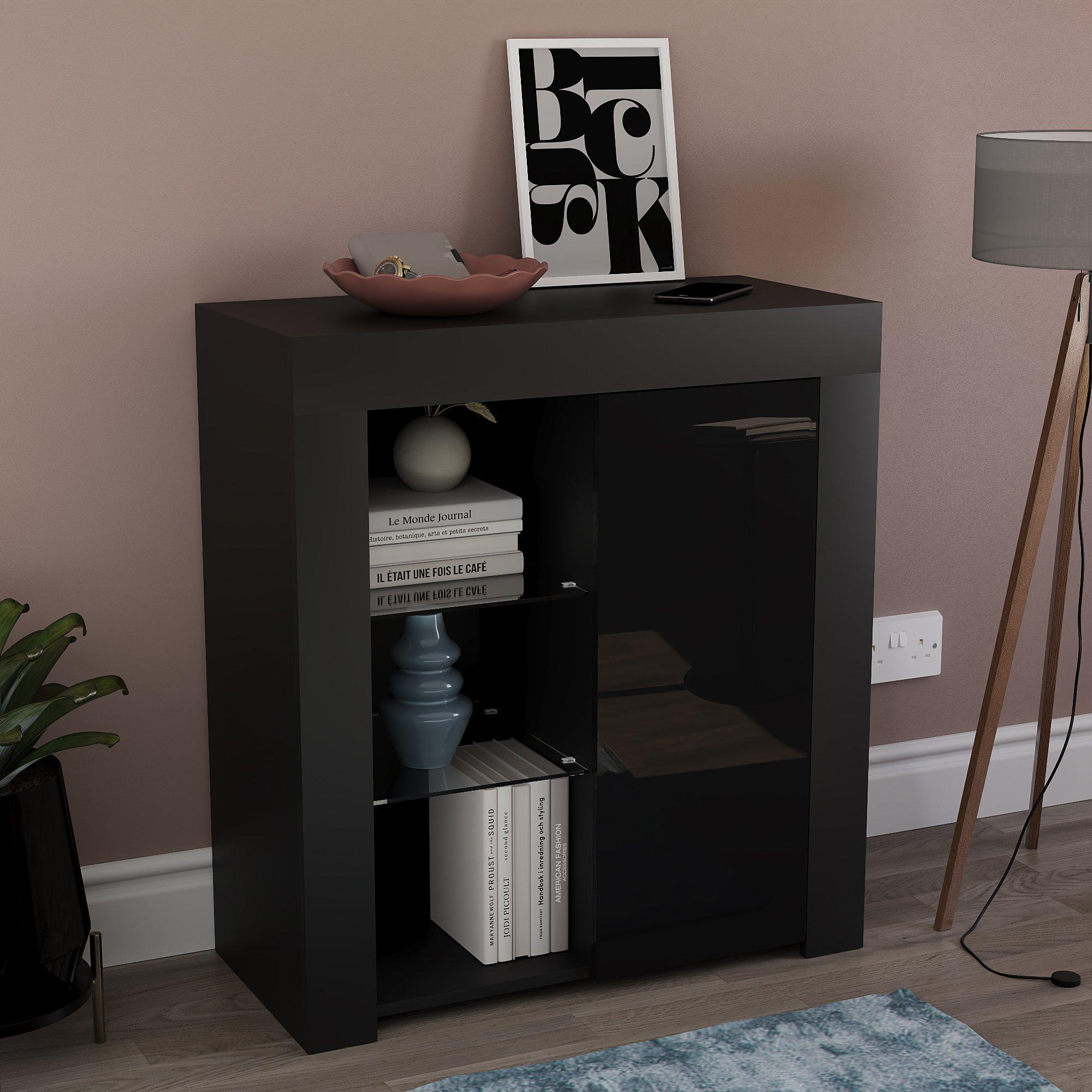 Black - Lassic - Vida Designs Azura 1 Door Multi LED Sideboard - 9