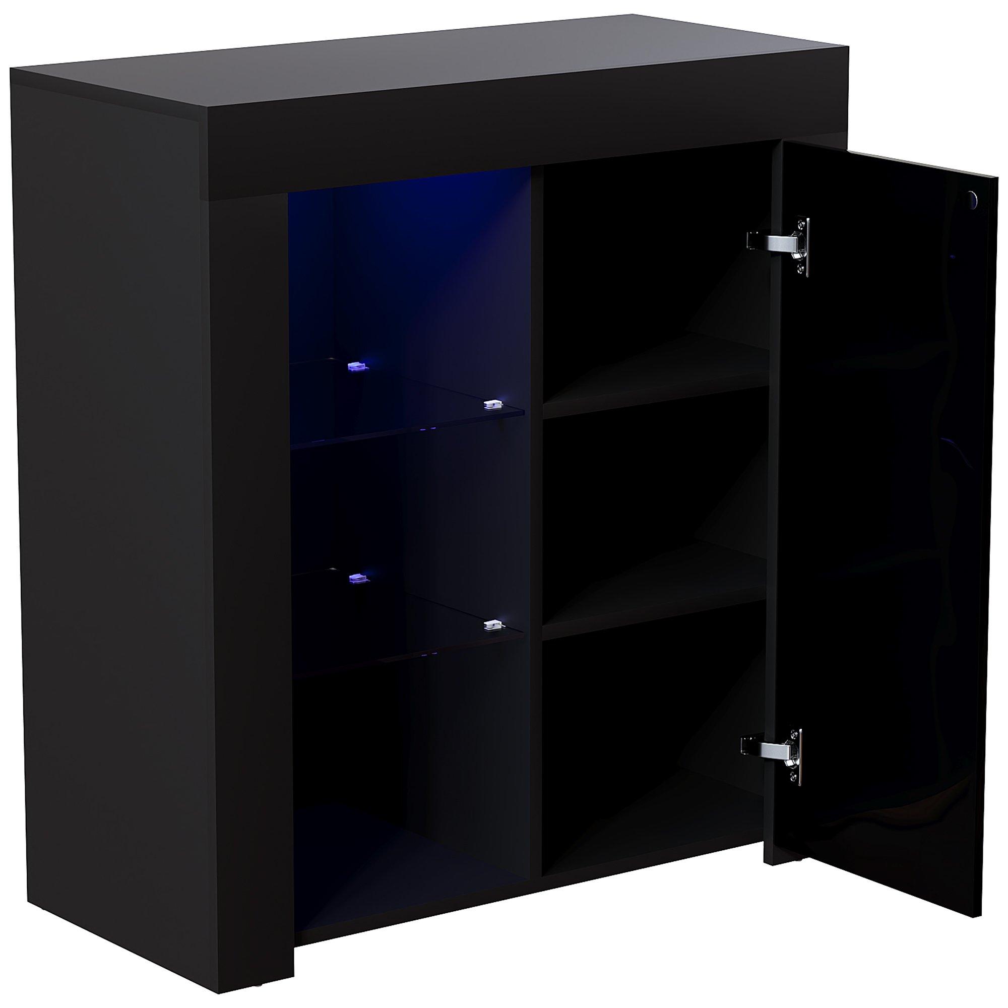 Black - Lassic - Vida Designs Azura 1 Door Multi LED Sideboard - 10