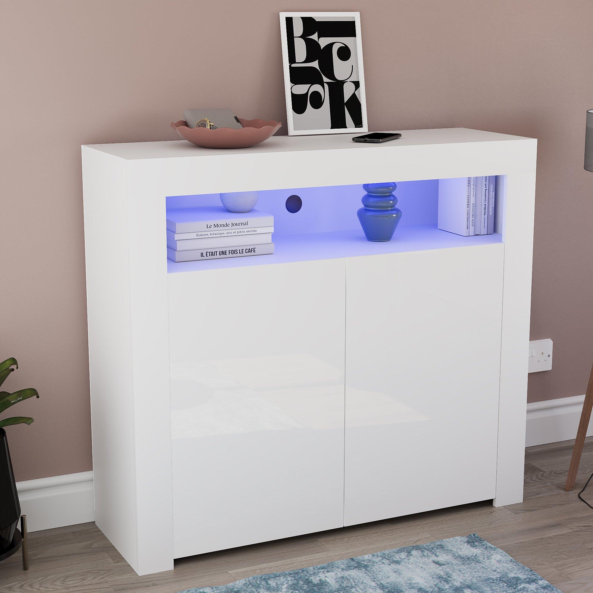 White - Lassic - Vida Designs Nova 2 Door Multi LED Sideboard - 1