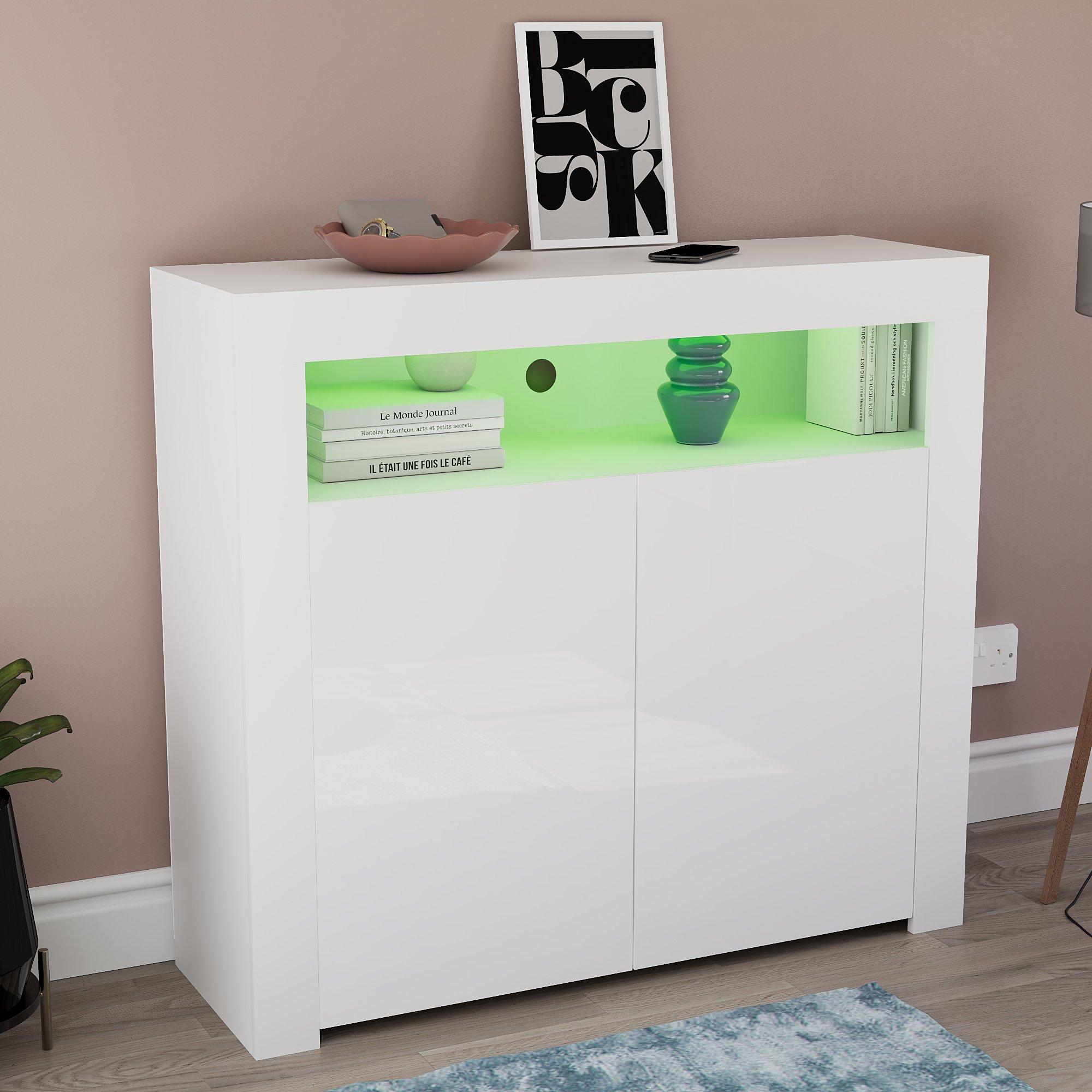 White - Lassic - Vida Designs Nova 2 Door Multi LED Sideboard - 4