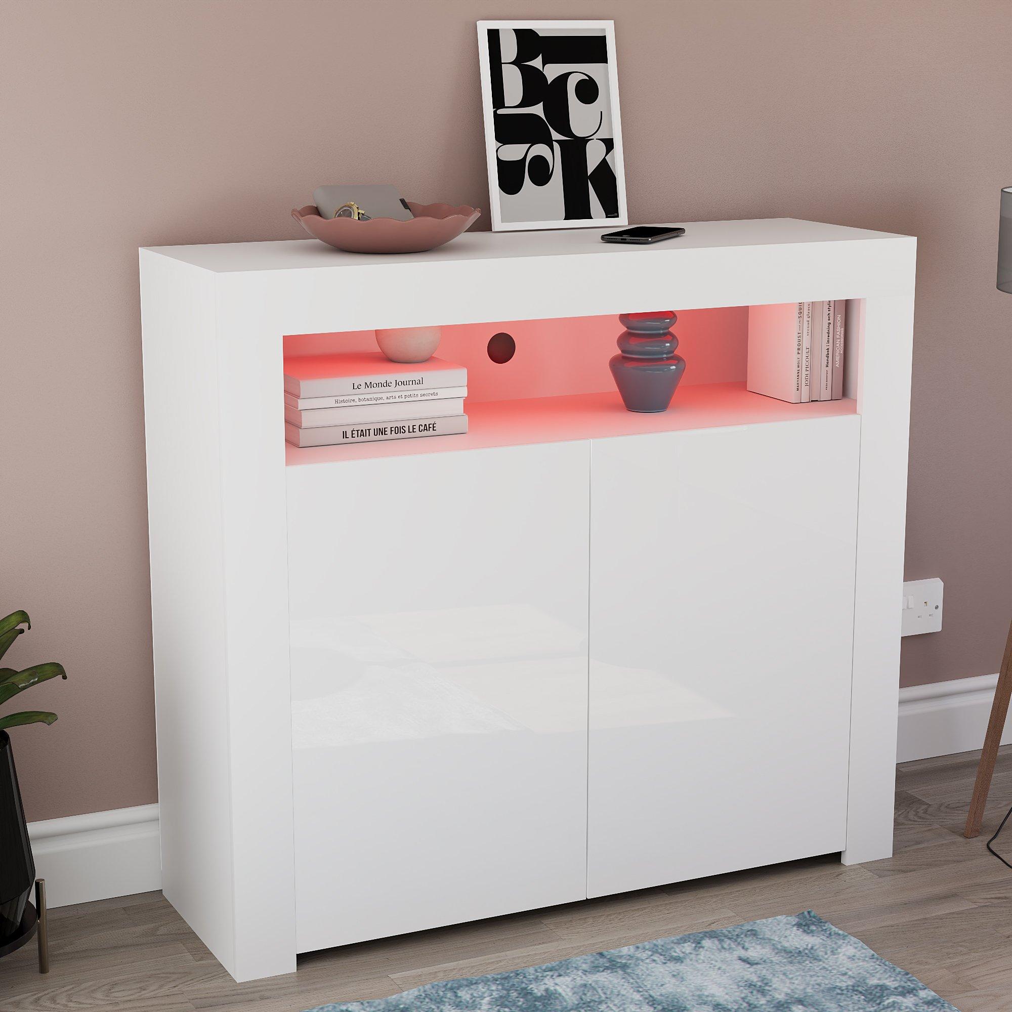 White - Lassic - Vida Designs Nova 2 Door Multi LED Sideboard - 5