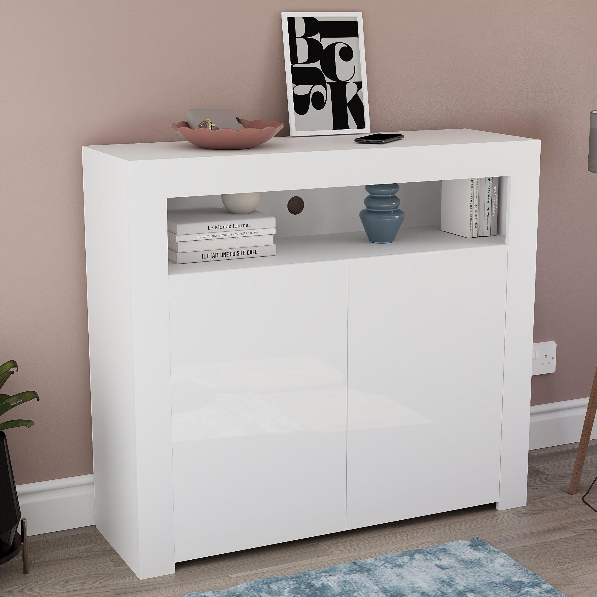White - Lassic - Vida Designs Nova 2 Door Multi LED Sideboard - 6