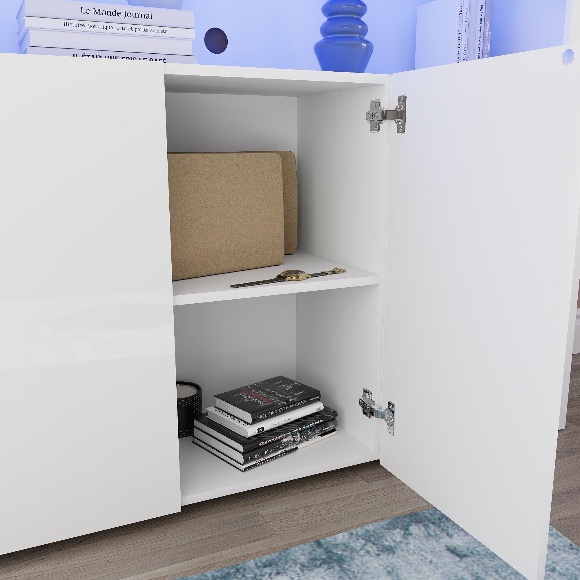 White - Lassic - Vida Designs Nova 3 Door Multi LED Sideboard - 4