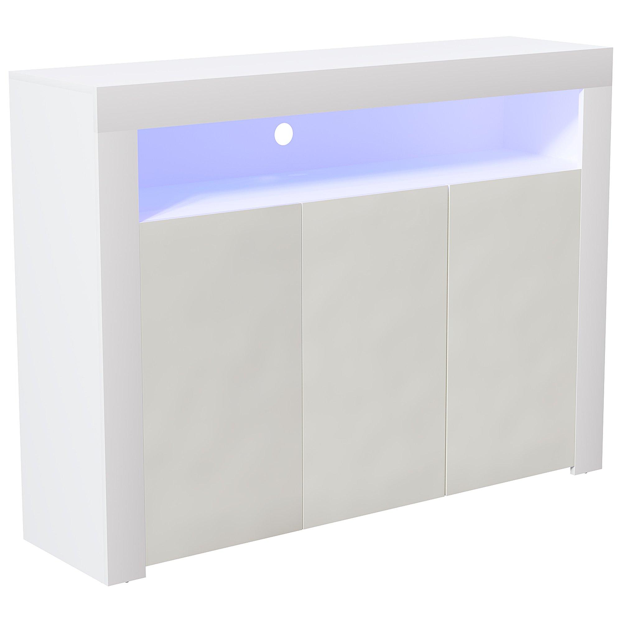 White - Lassic - Vida Designs Nova 3 Door Multi LED Sideboard - 10