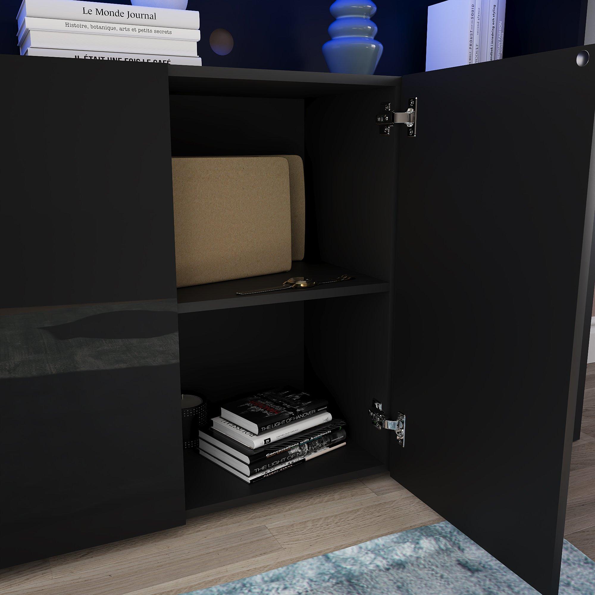 Black - Lassic - Vida Designs Nova 3 Door Multi LED Sideboard - 4