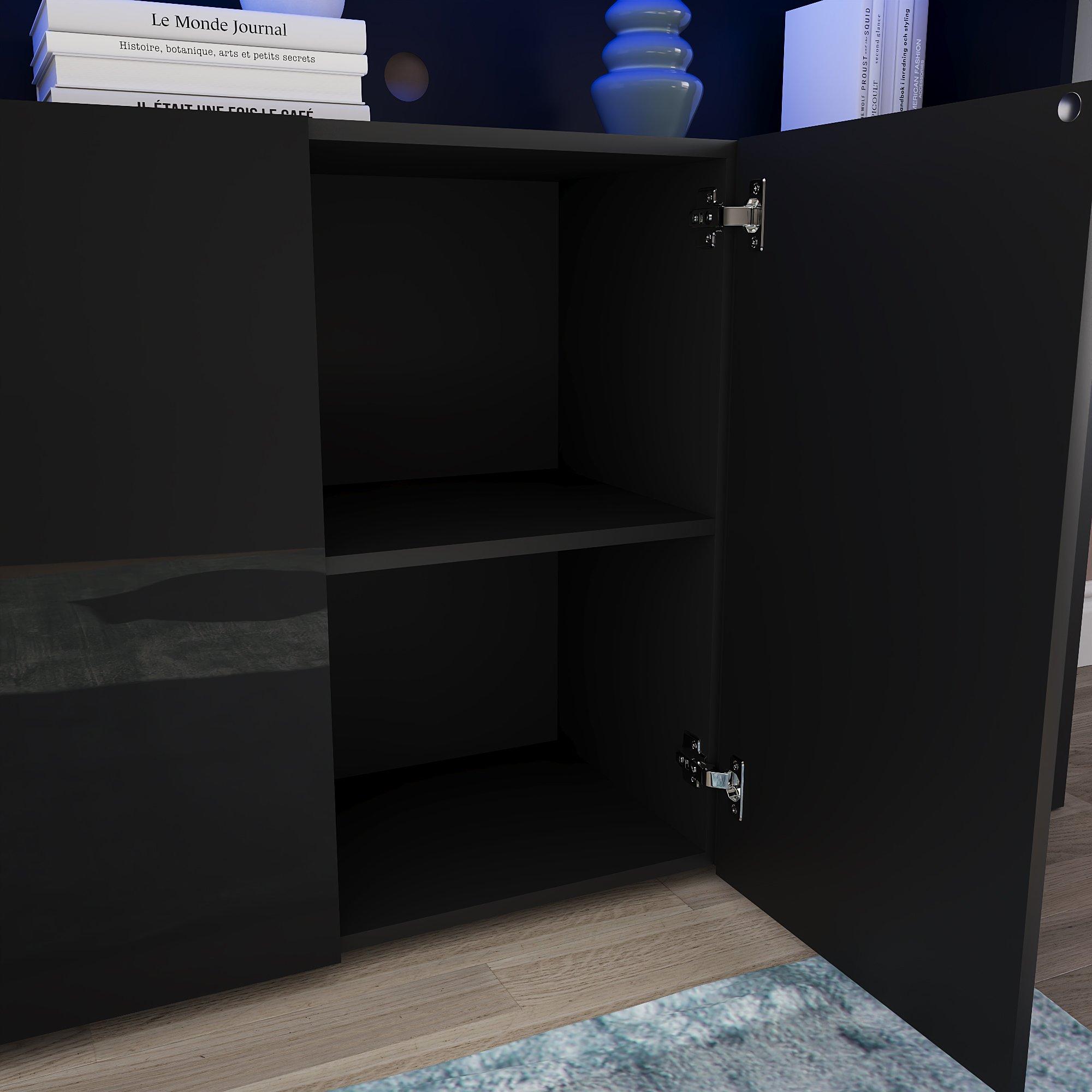 Black - Lassic - Vida Designs Nova 3 Door Multi LED Sideboard - 5