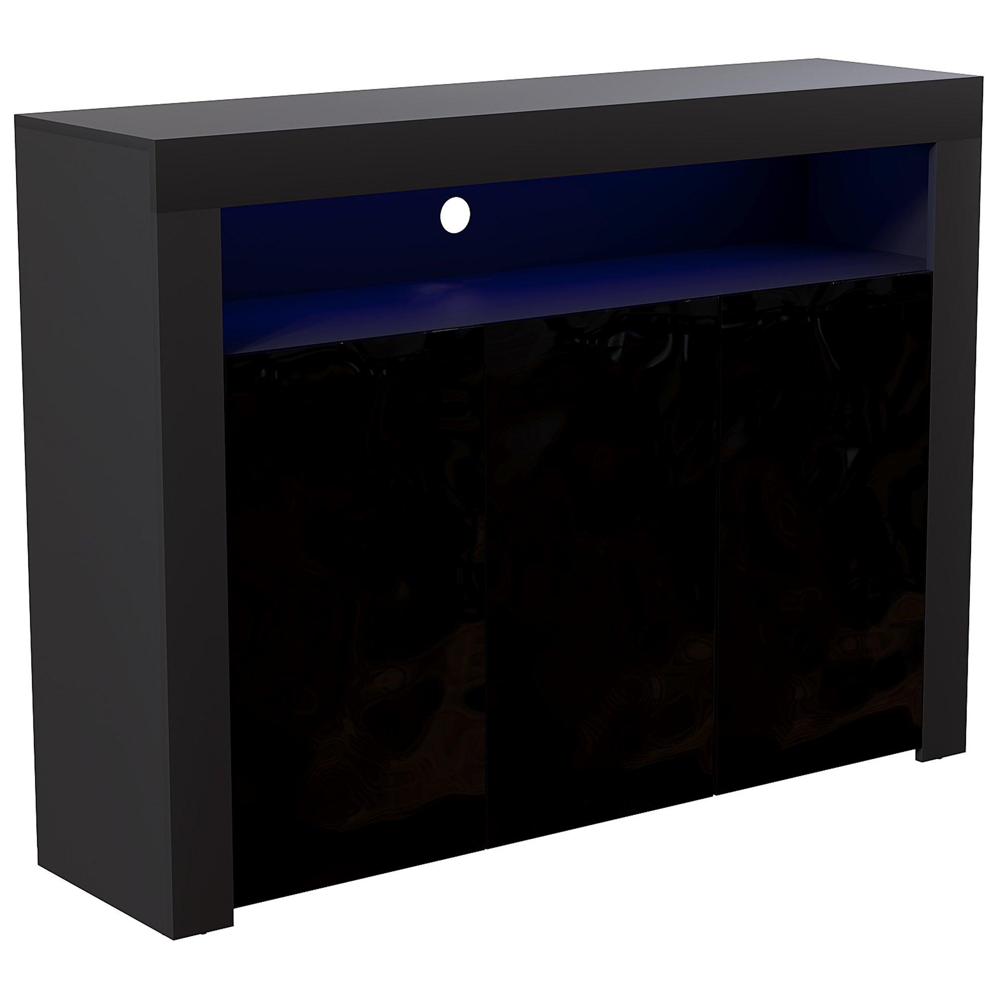Black - Lassic - Vida Designs Nova 3 Door Multi LED Sideboard - 10