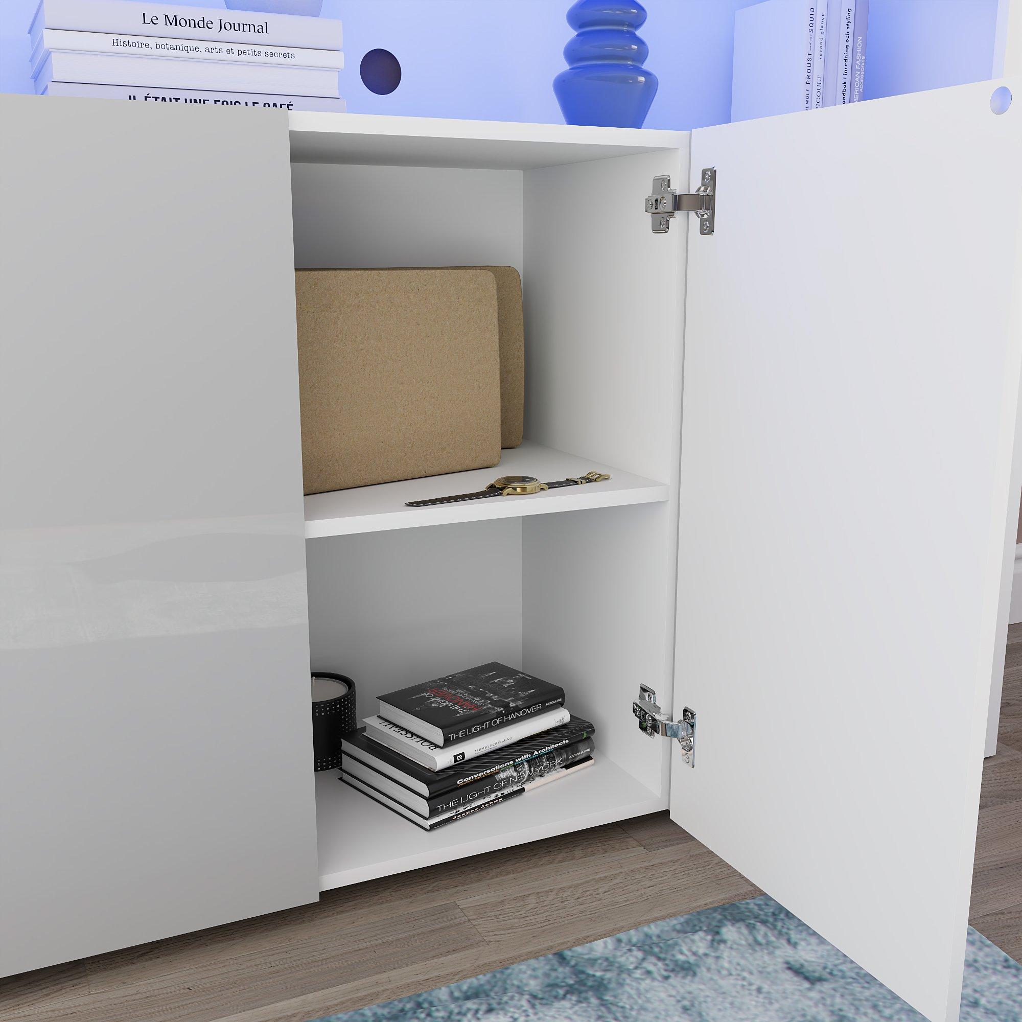 White & Grey - Lassic - Vida Designs Nova 3 Door Multi LED Sideboard - 4