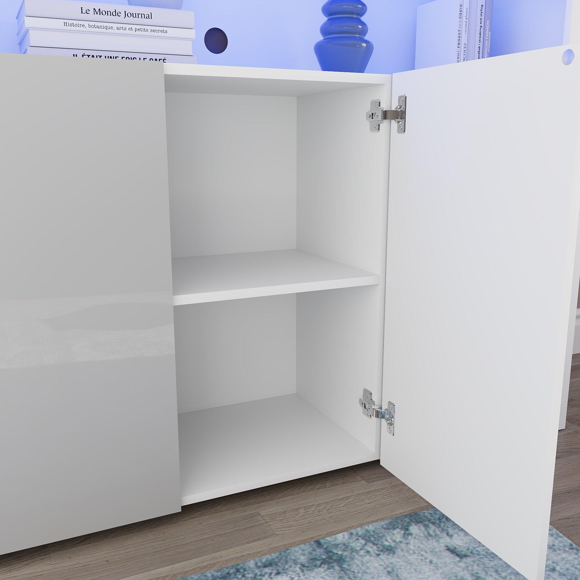 White & Grey - Lassic - Vida Designs Nova 3 Door Multi LED Sideboard - 5