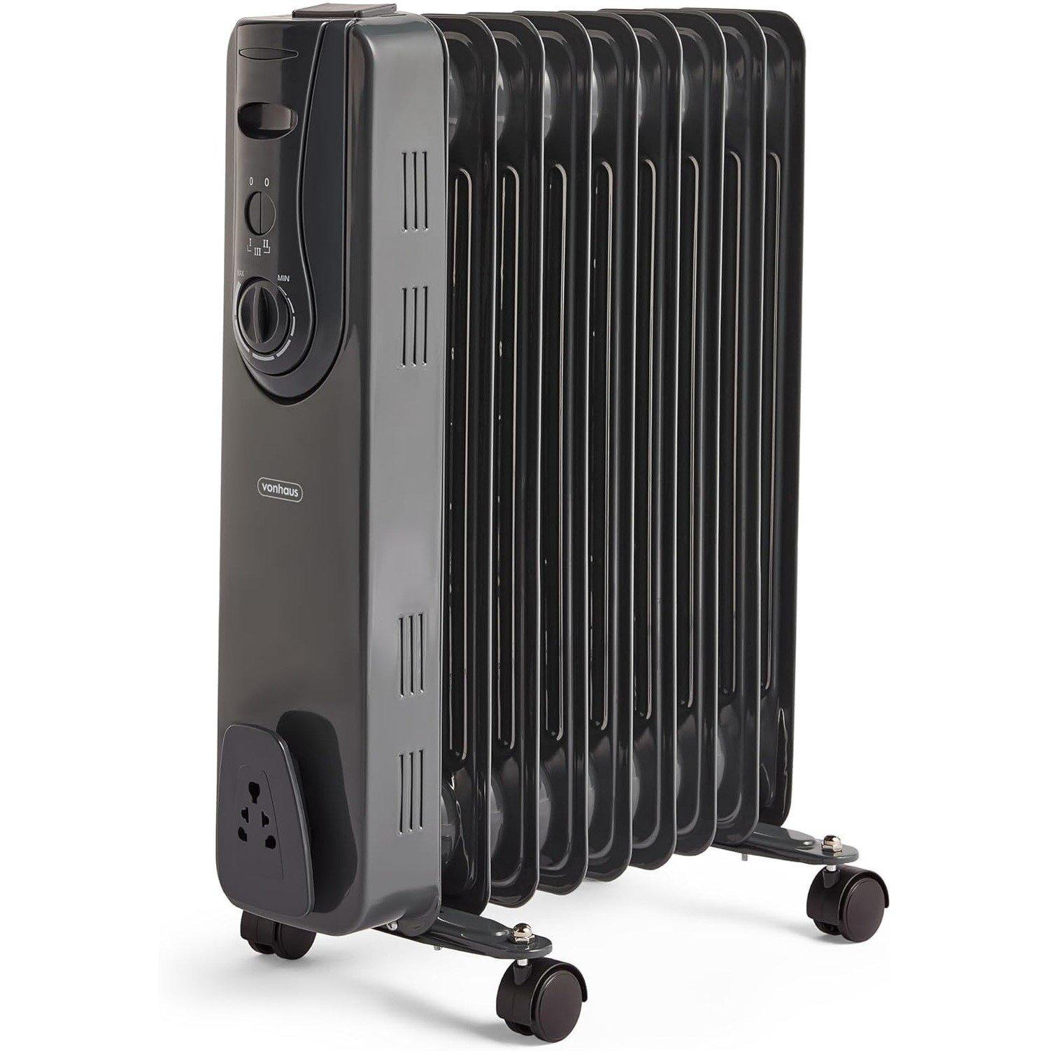 Vonhaus  9 Fin 2000W Oil Filled Radiator - Black