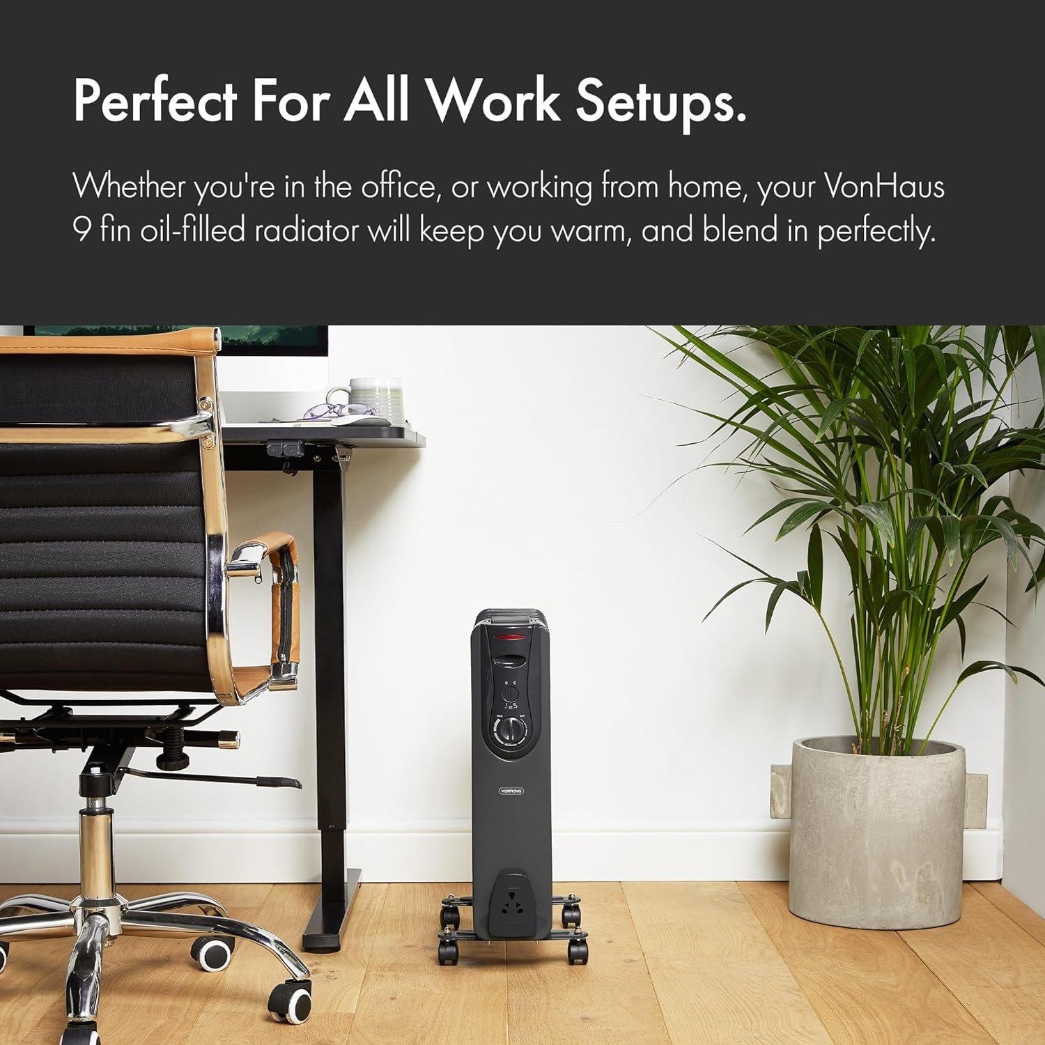 Black - VonHaus - 9 Fin 2000W Oil Filled Radiator - 3