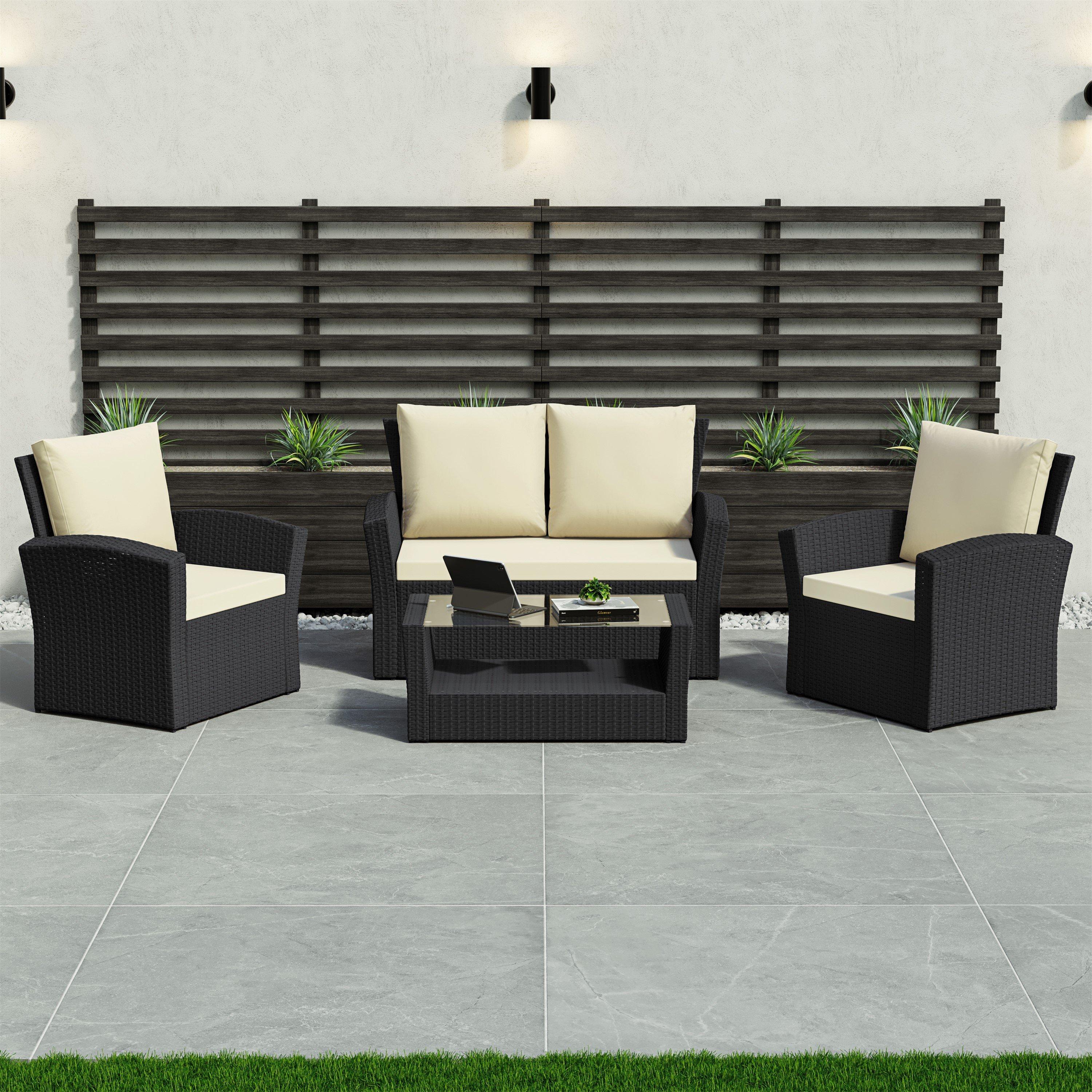 Black - Lassic - Garden Vida Mylor 4 Seater Rattan Set - 7