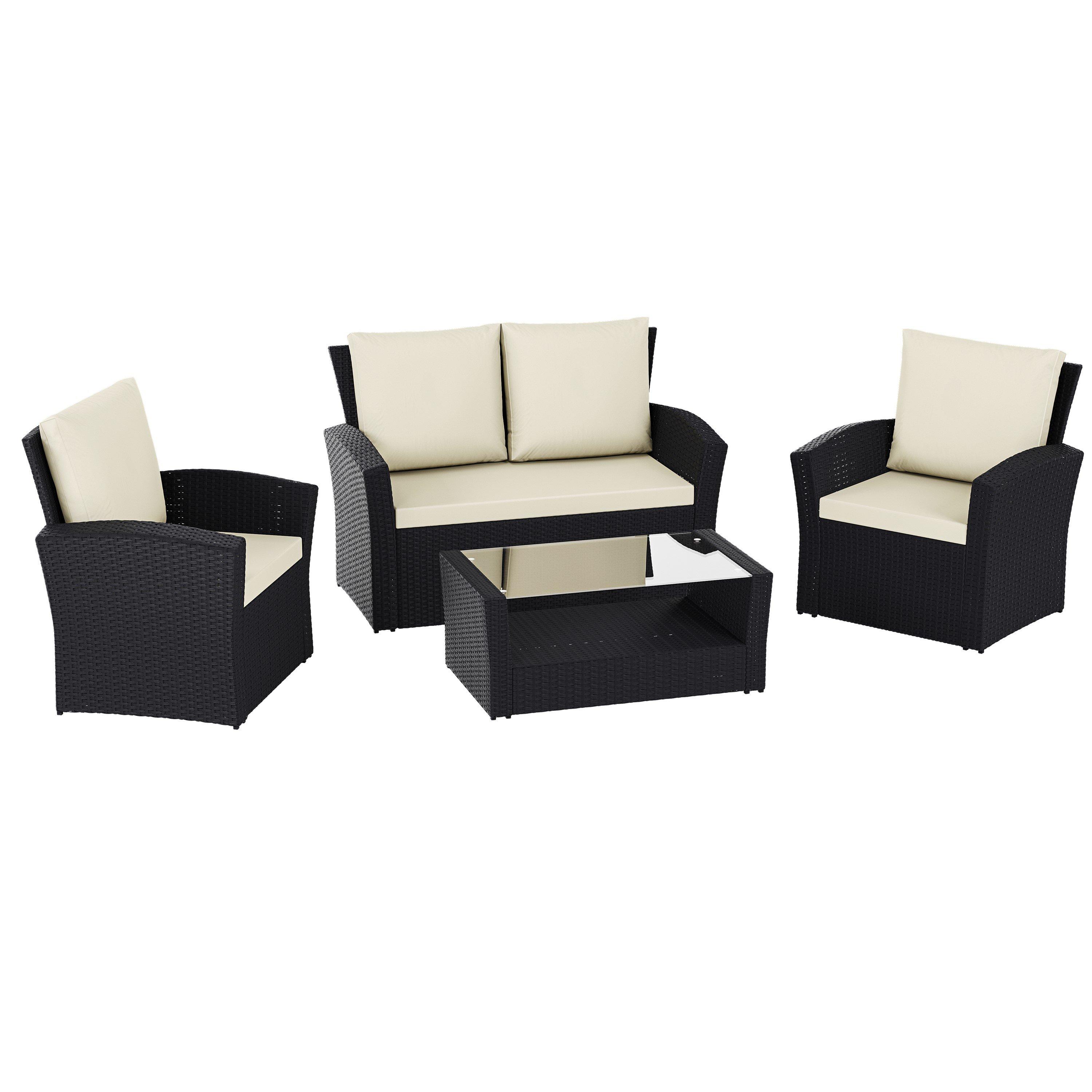 Black - Lassic - Garden Vida Mylor 4 Seater Rattan Set - 9