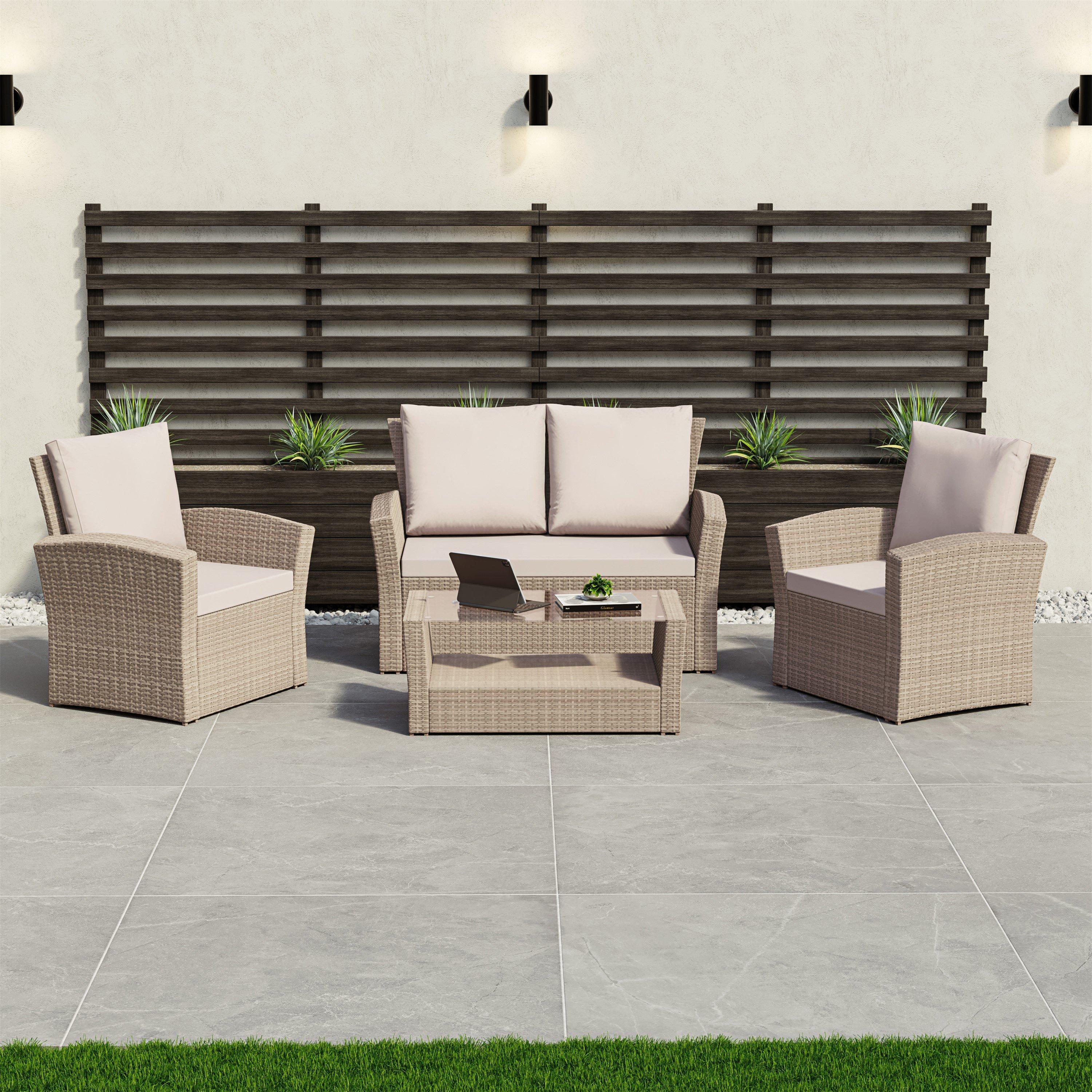 Natural - Lassic - Garden Vida Mylor 4 Seater Rattan Set UKFR - 7