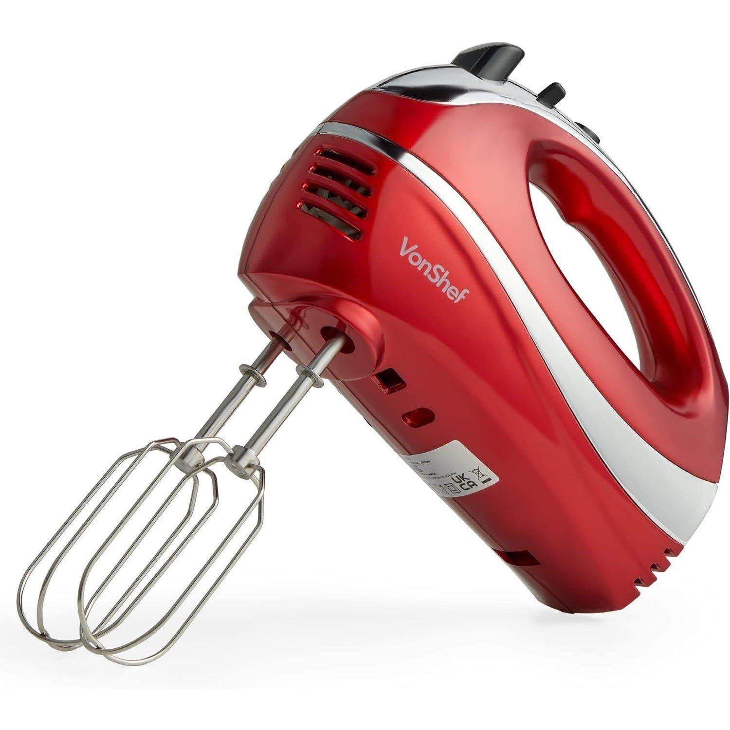 Vonshef  300W Hand Mixer 5 Speed With Turbo Function - Red