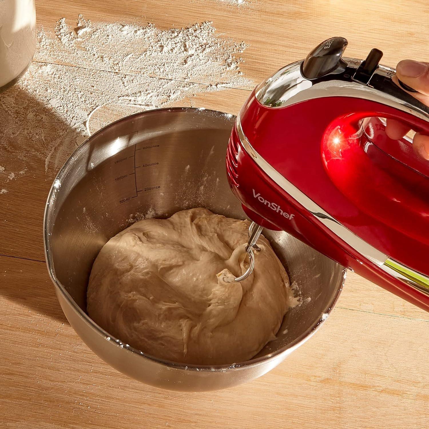 Red - VonShef - 300w Hand Mixer 5 speed with Turbo Function - 3