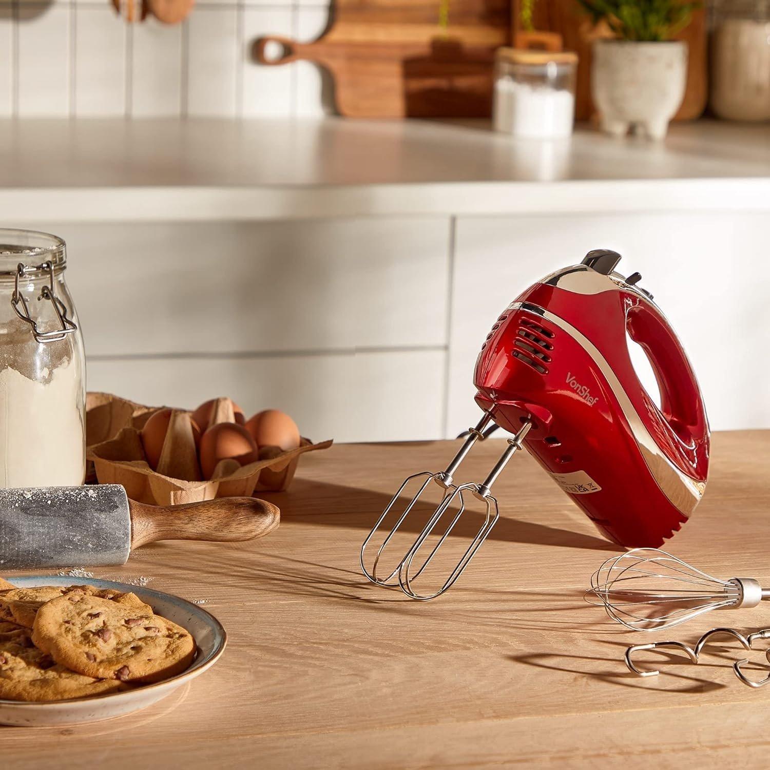 Red - VonShef - 300w Hand Mixer 5 speed with Turbo Function - 4
